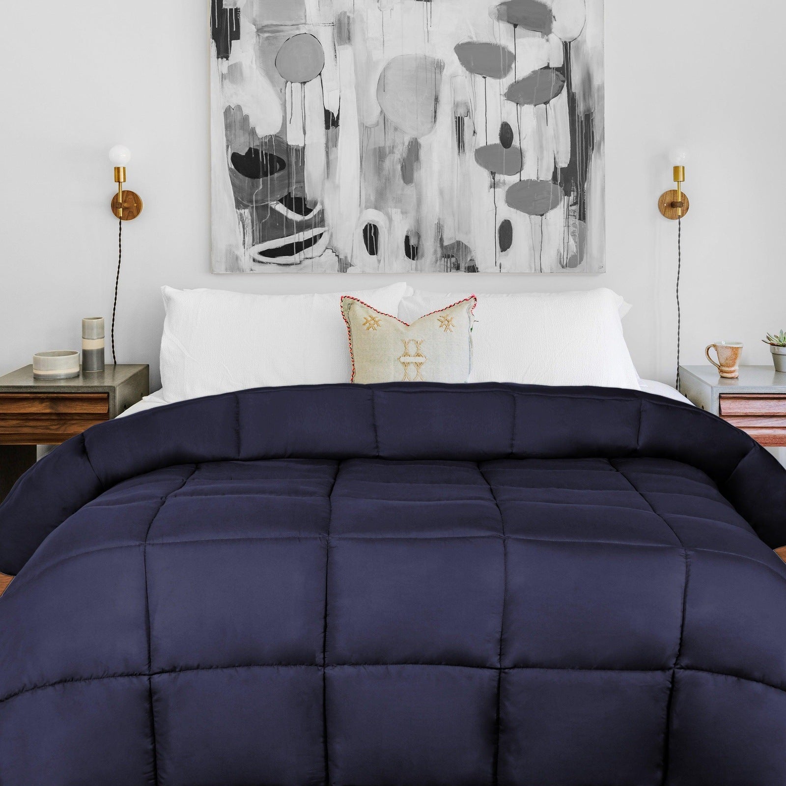 Superior Solid All Season Down Alternative Microfiber Comforter - Navy Blue