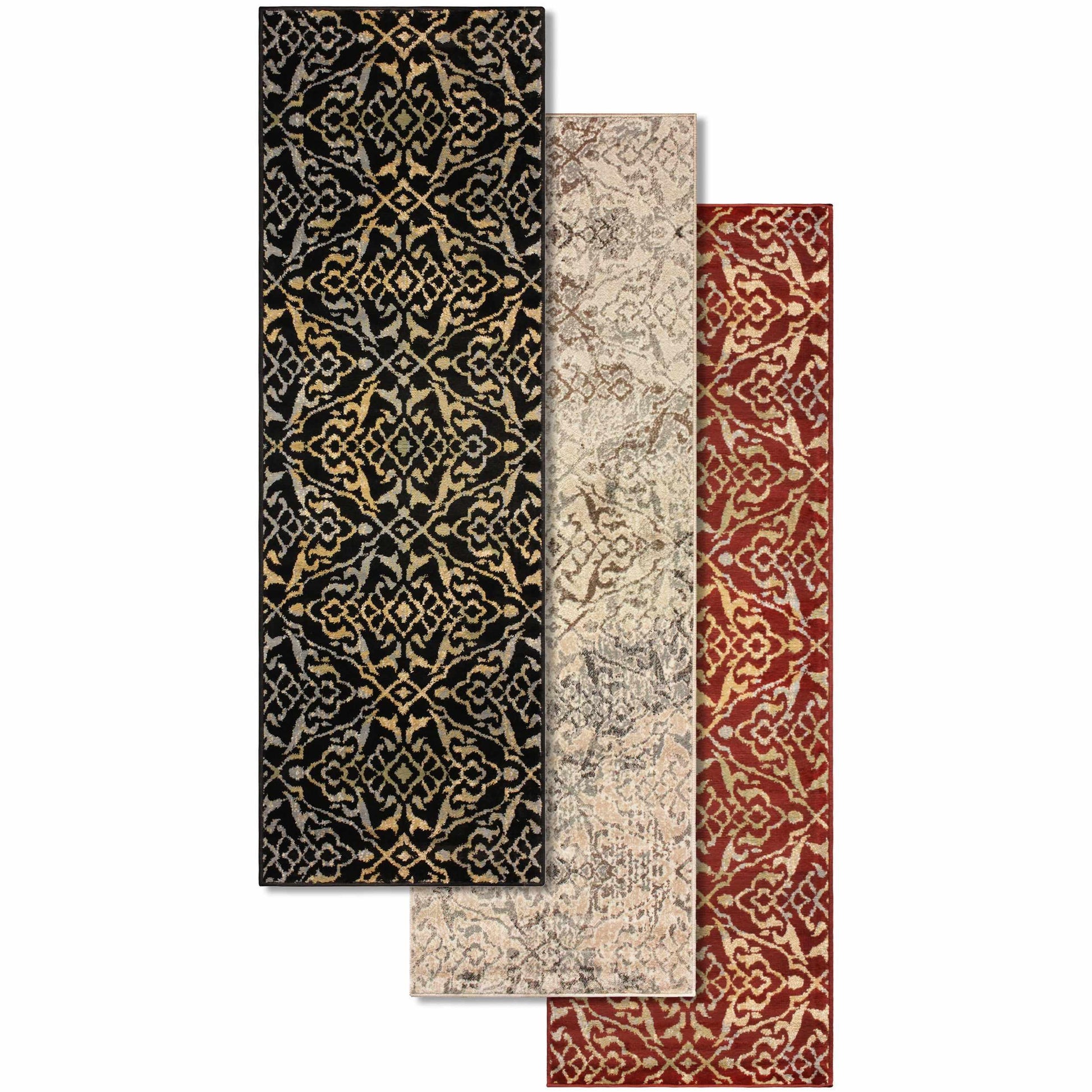Superior Corbin Contemporary Damask Area Rug - Black
