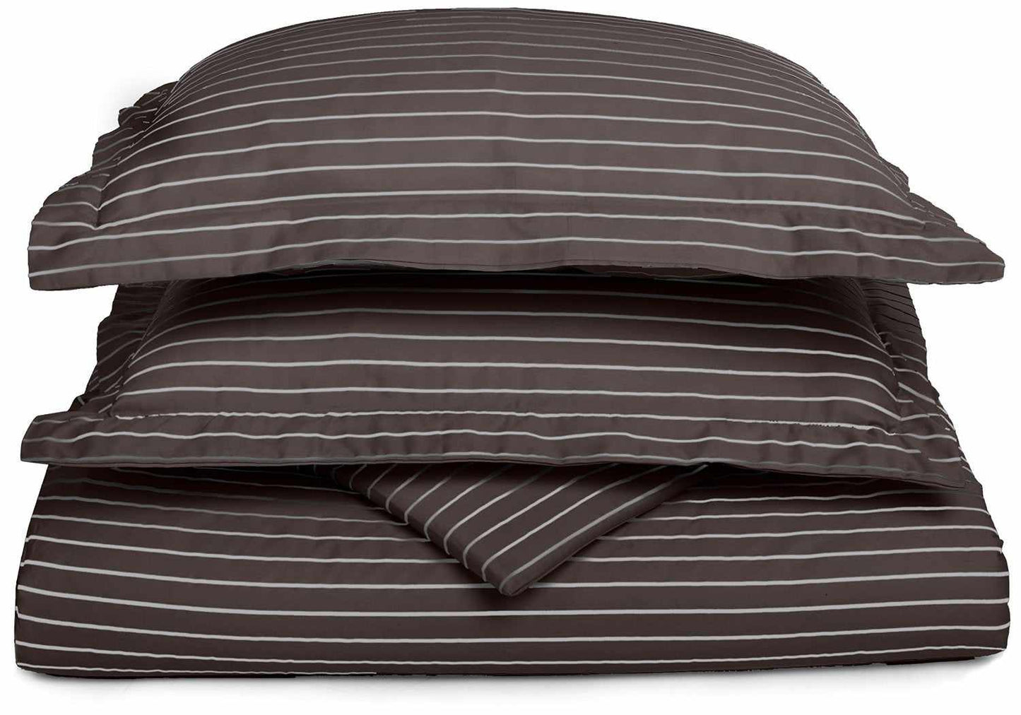 Superior Cotton and Polyester Blend Bahama Stripe Duvet Cover Set - Grey