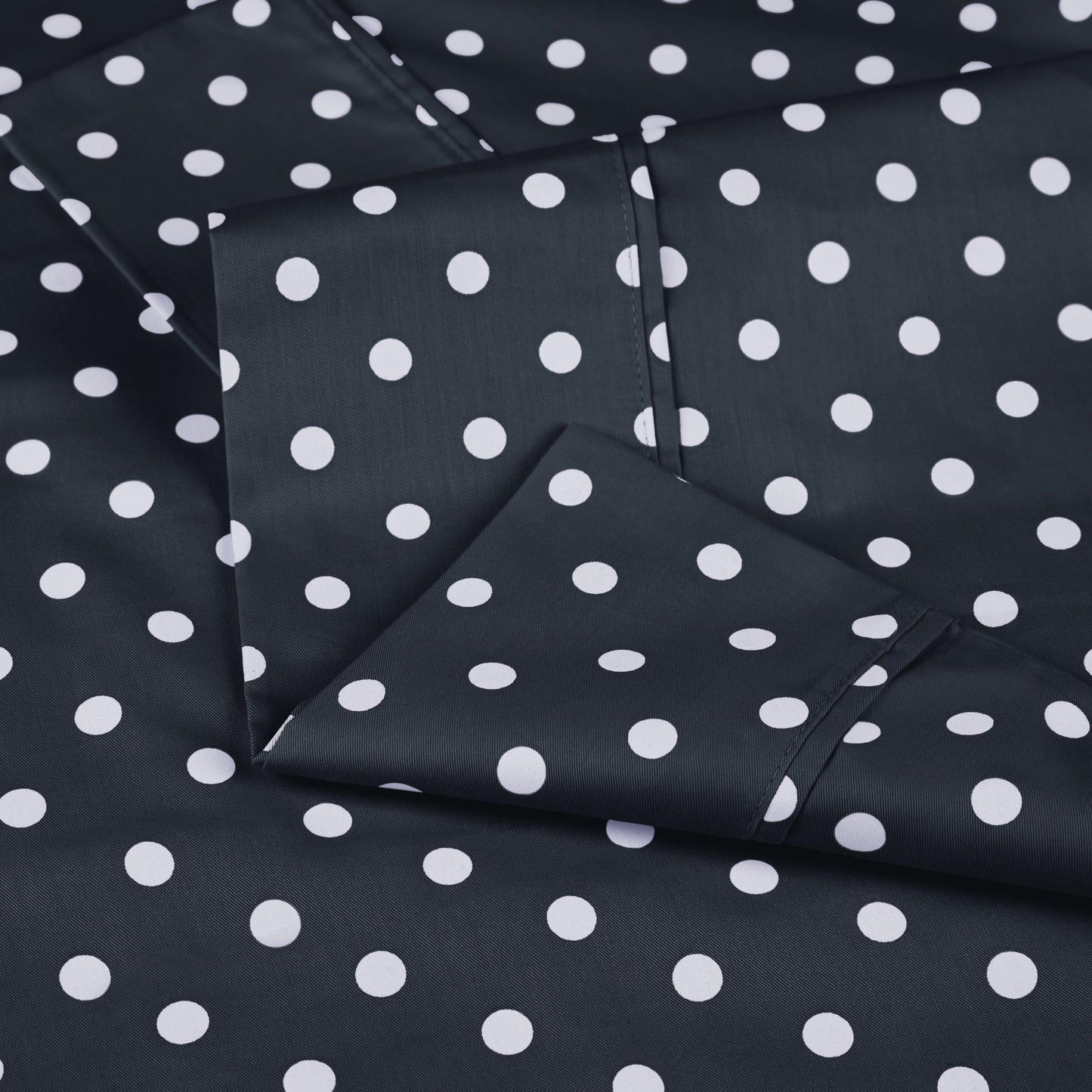 600 Thread Count Cotton Blend Polka Dot Luxury Deep Pocket Retro Bed Sheet Set - Black