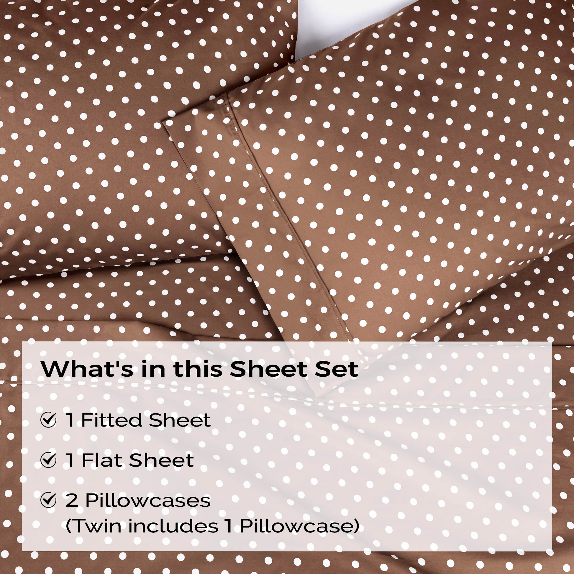 600 Thread Count Cotton Blend Polka Dot Luxury Deep Pocket Retro Bed Sheet Set - Taupe