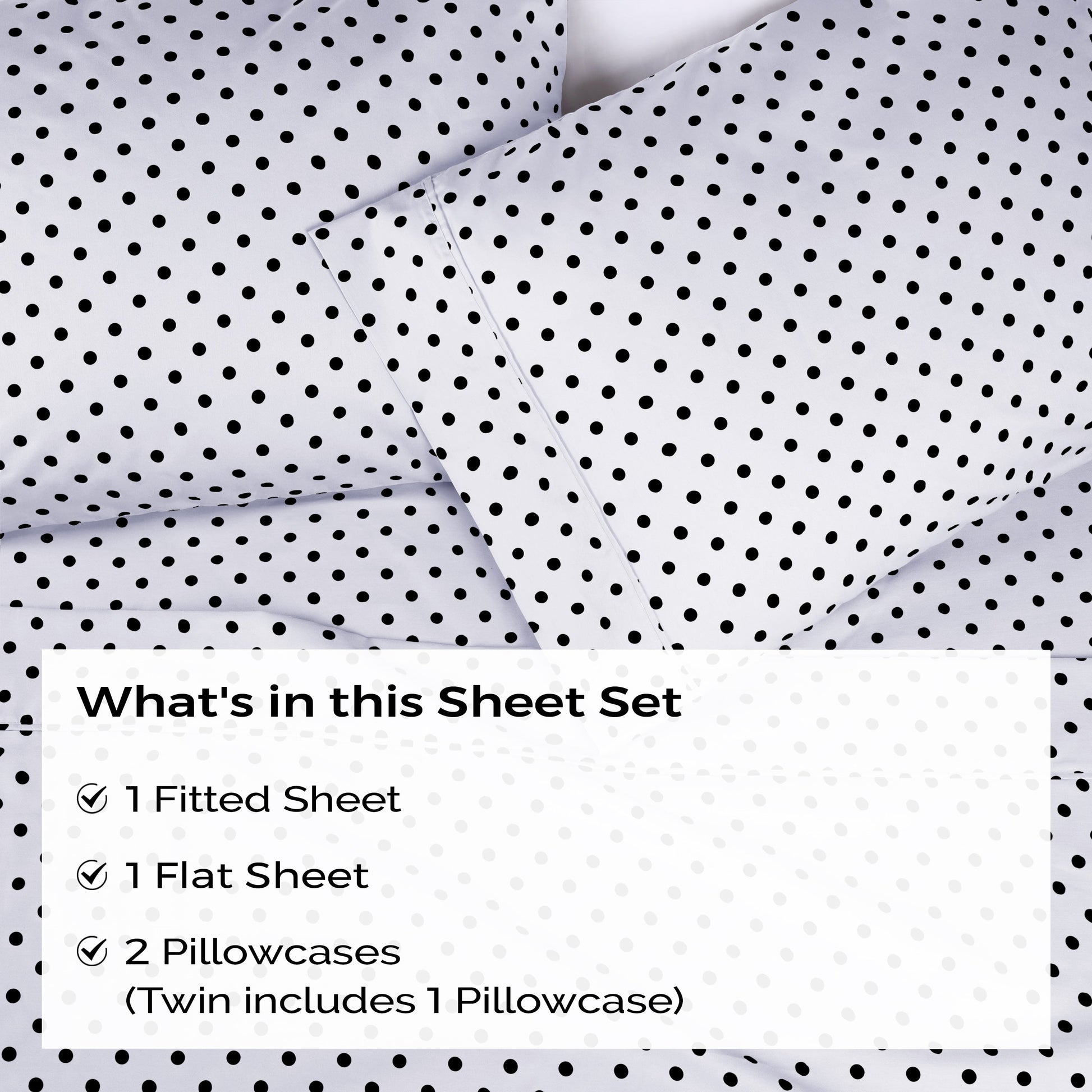 600 Thread Count Cotton Blend Polka Dot Luxury Deep Pocket Retro Bed Sheet Set - White