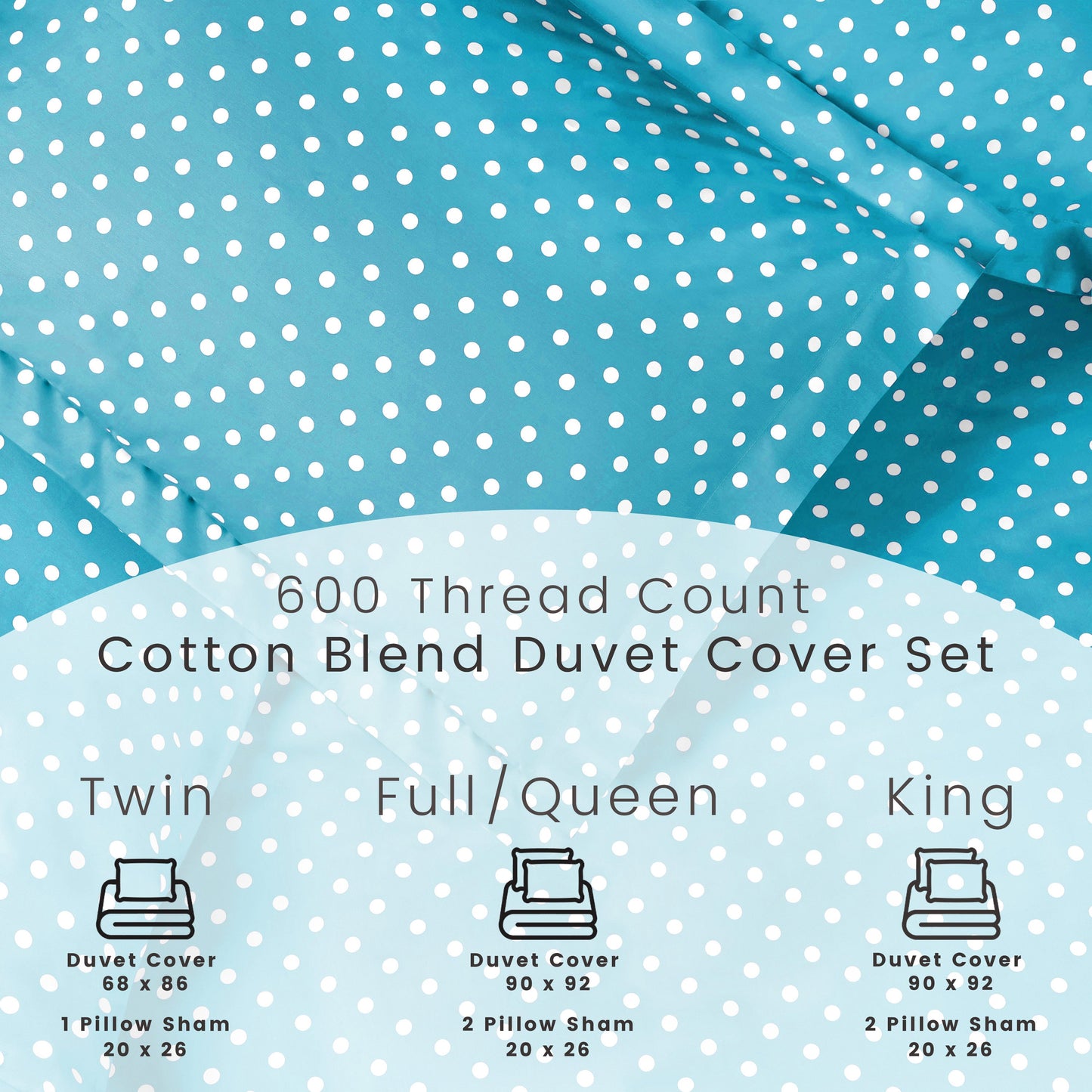 Superior Cotton Blend Polka Dot Luxury Plush Duvet Cover Set - Aqua
