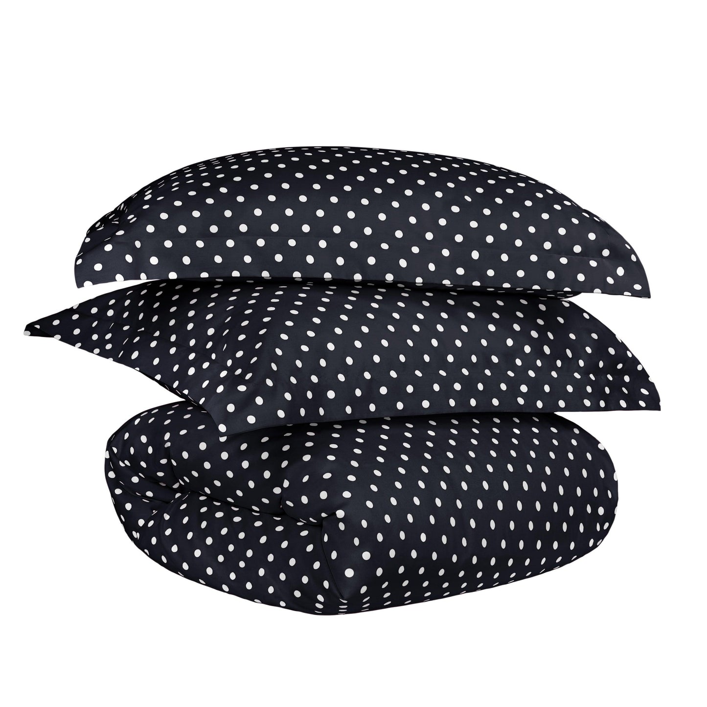 Superior Cotton Blend Polka Dot Luxury Plush Duvet Cover Set - Black