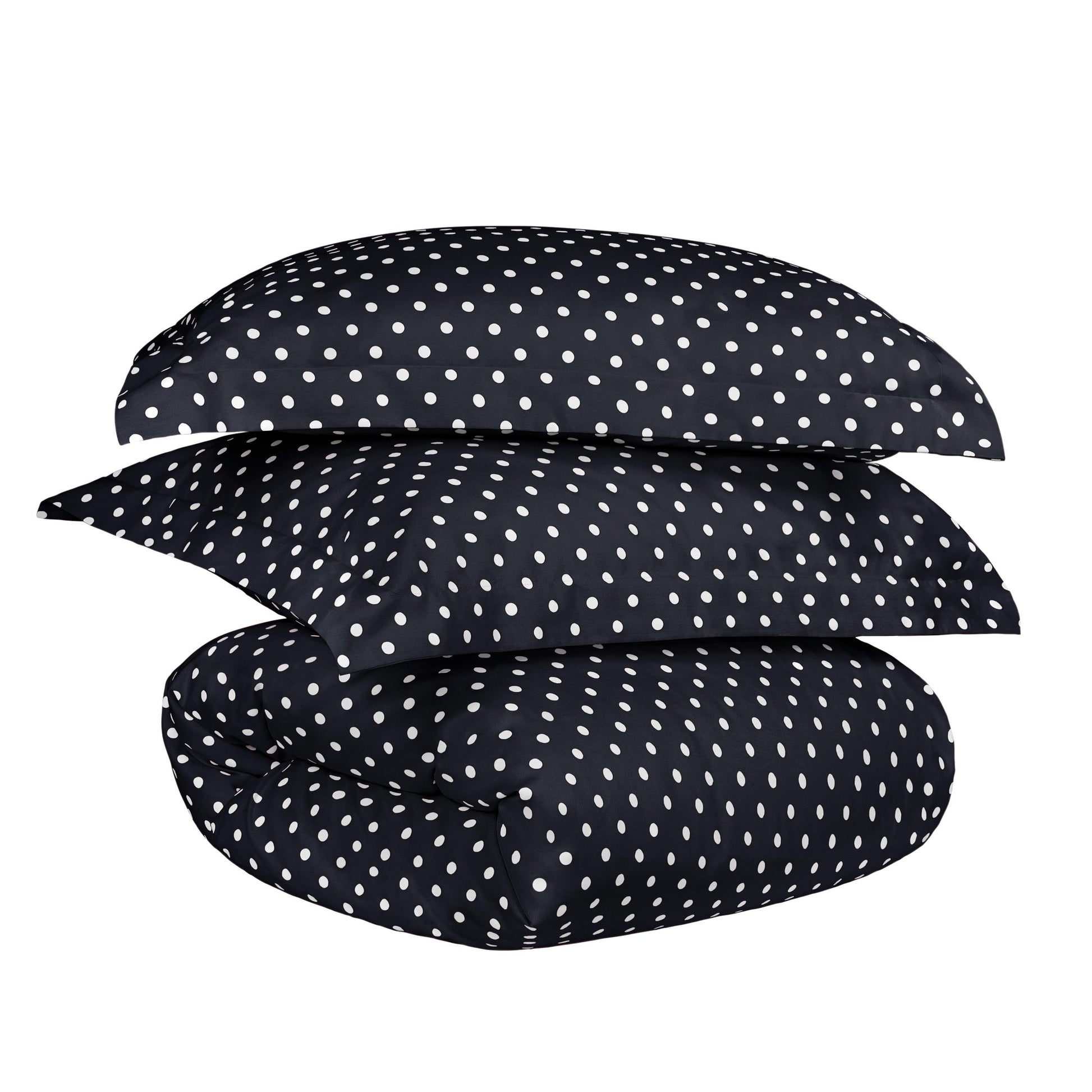 Superior Cotton Blend Polka Dot Luxury Plush Duvet Cover Set - Black