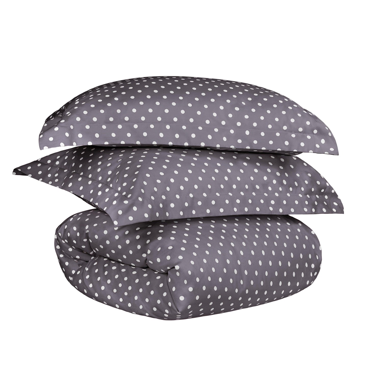 Superior Cotton Blend Polka Dot Luxury Plush Duvet Cover Set - Grey