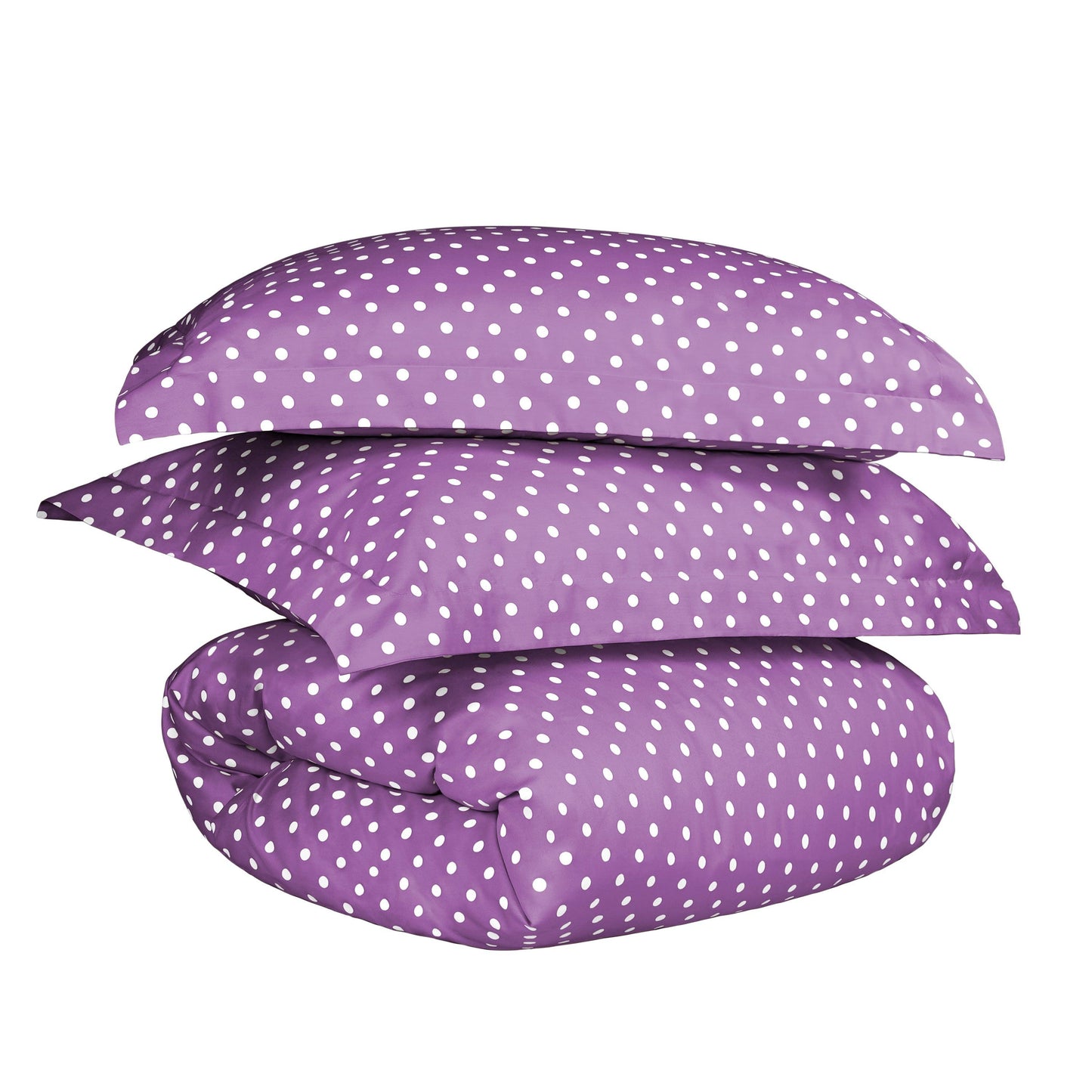 Superior Cotton Blend Polka Dot Luxury Plush Duvet Cover Set - Lilac