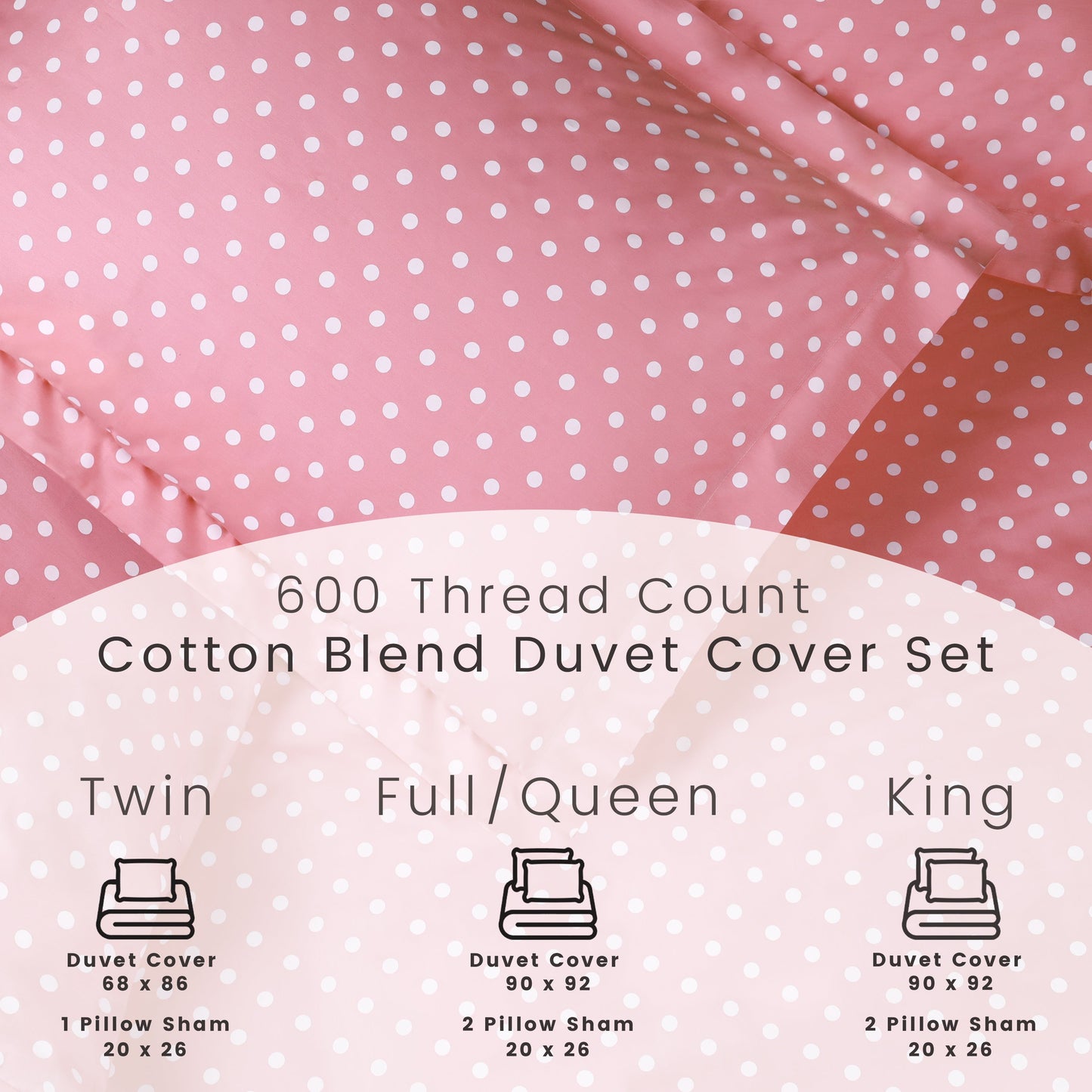 Superior Cotton Blend Polka Dot Luxury Plush Duvet Cover Set - Pink