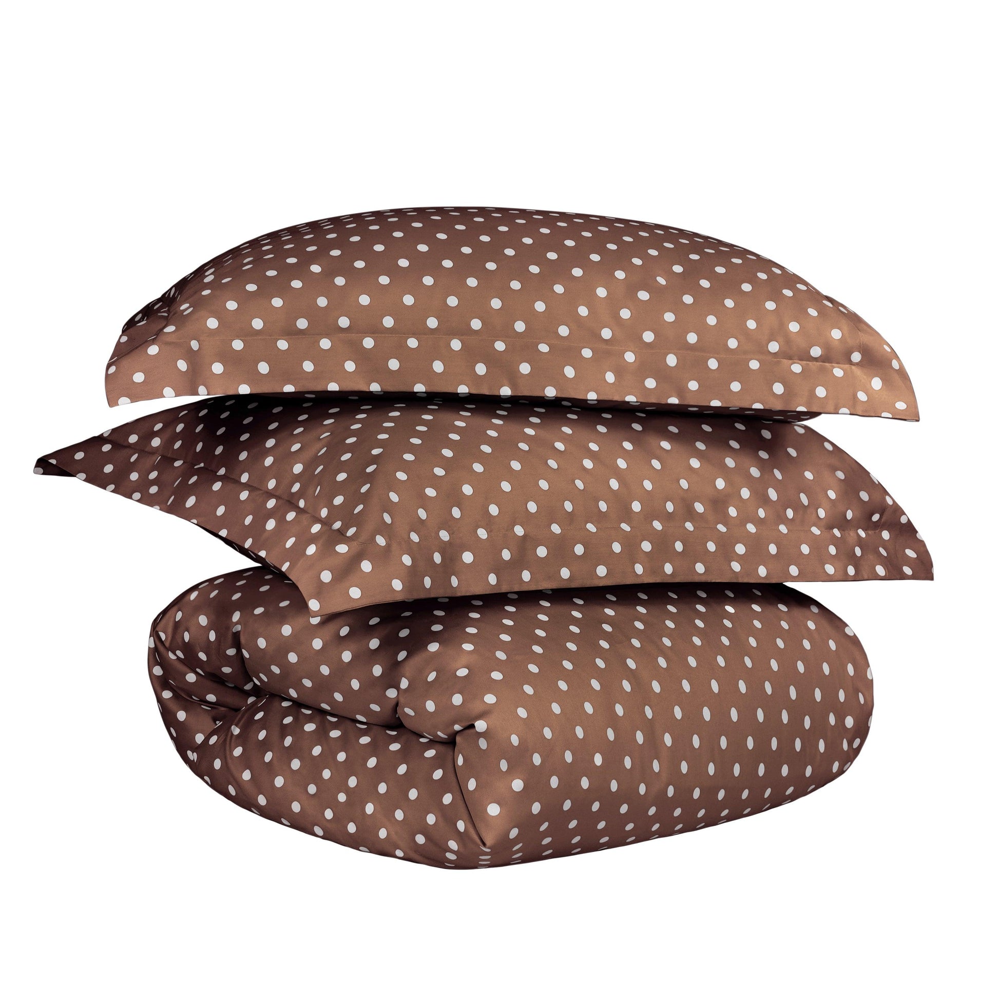 Superior Cotton Blend Polka Dot Luxury Plush Duvet Cover Set - Taupe