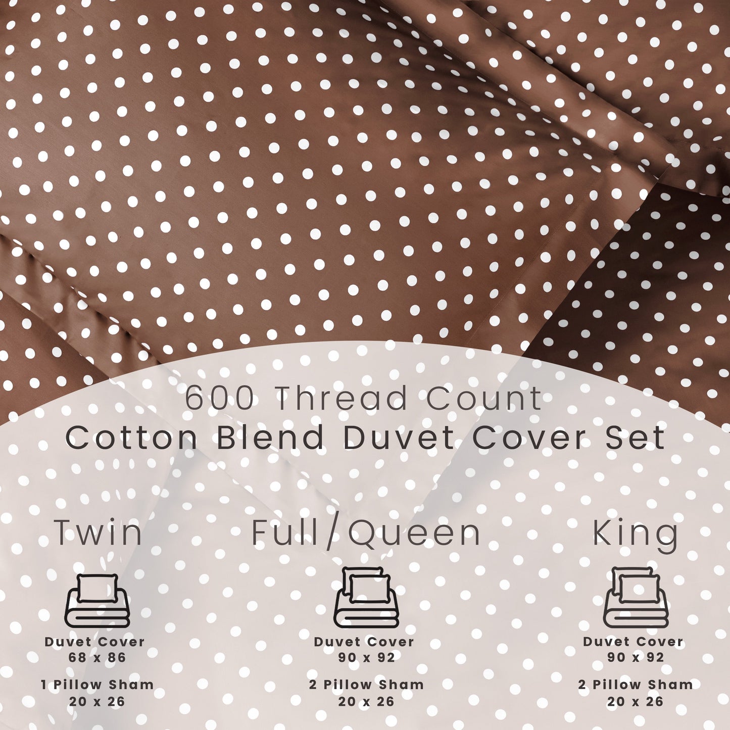Superior Cotton Blend Polka Dot Luxury Plush Duvet Cover Set - Taupe