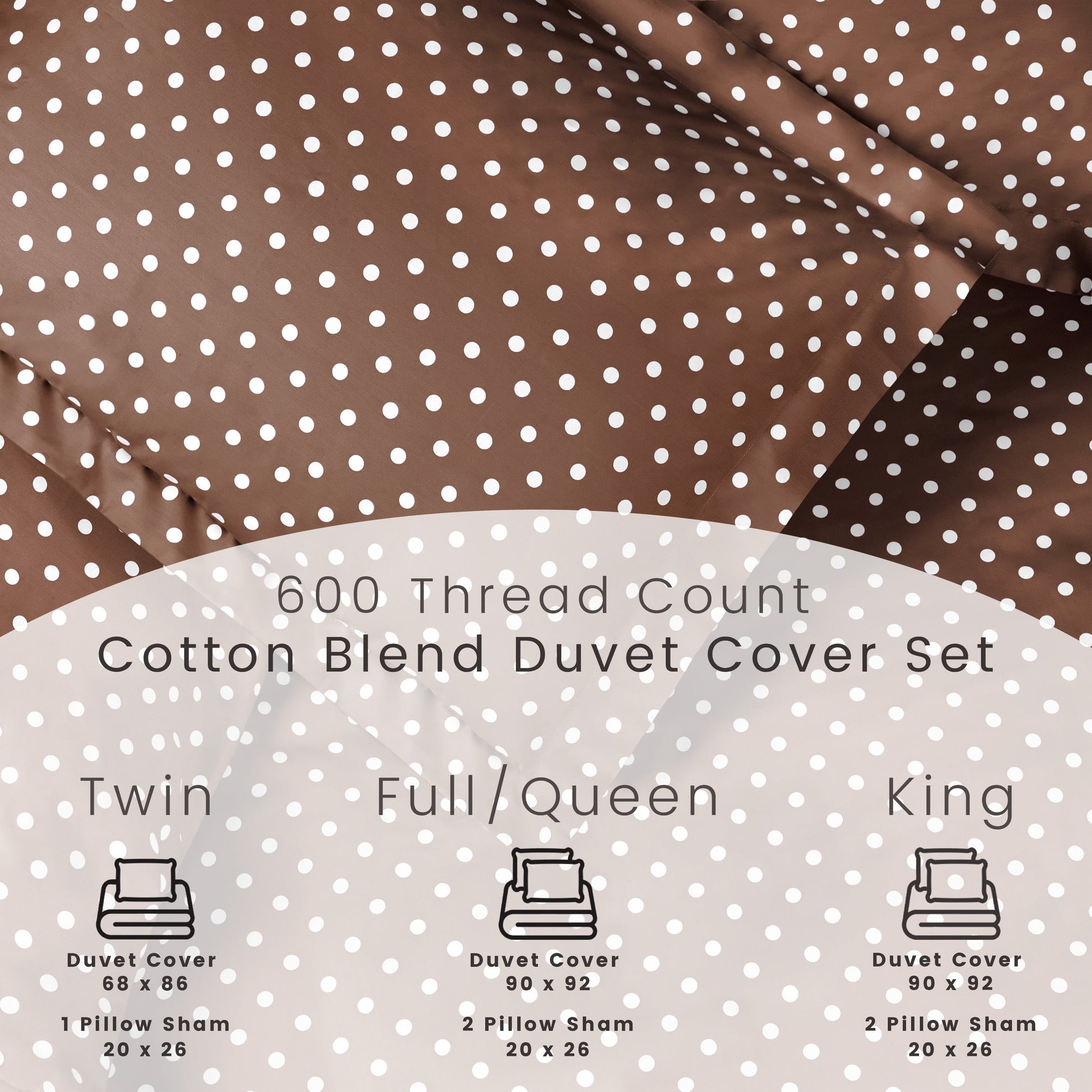 Superior Cotton Blend Polka Dot Luxury Plush Duvet Cover Set - Taupe