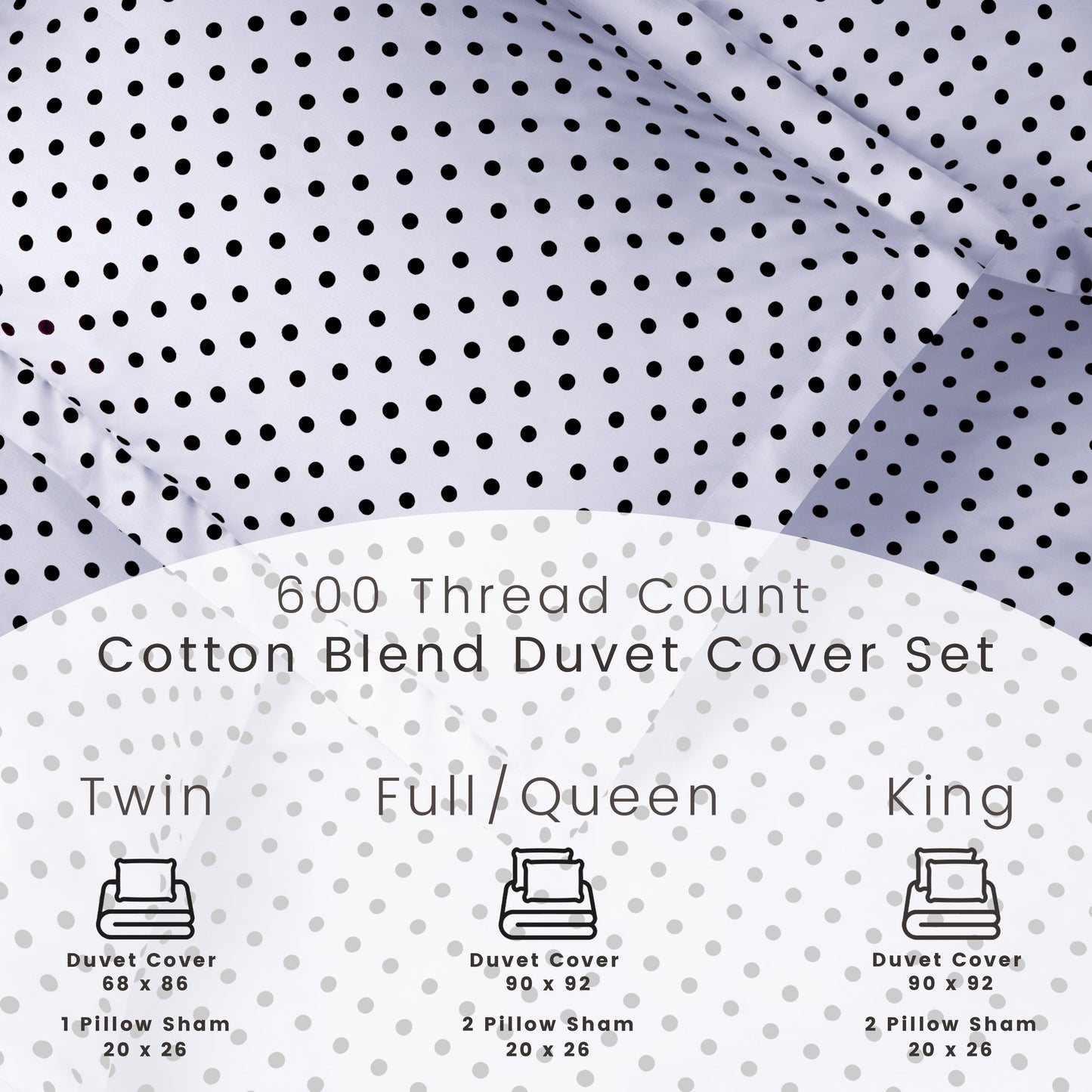 Superior Cotton Blend Polka Dot Luxury Plush Duvet Cover Set - White