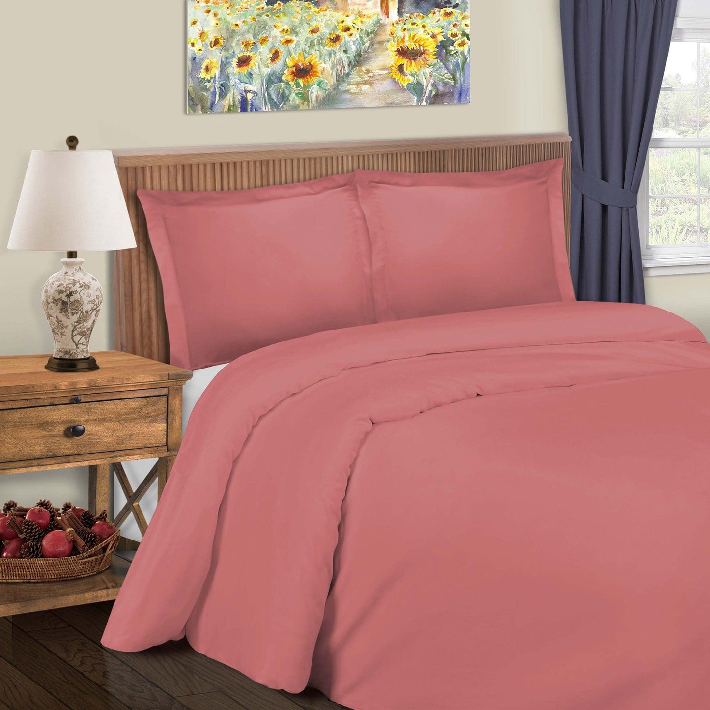 Superior Solid Cotton Blend Duvet Cover Set - Blush