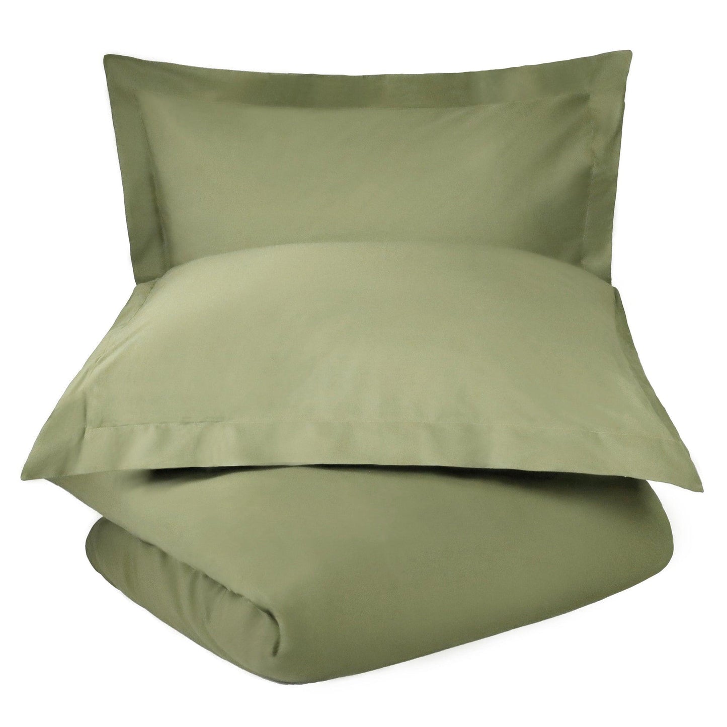 Superior Solid Cotton Blend Duvet Cover Set -Sage