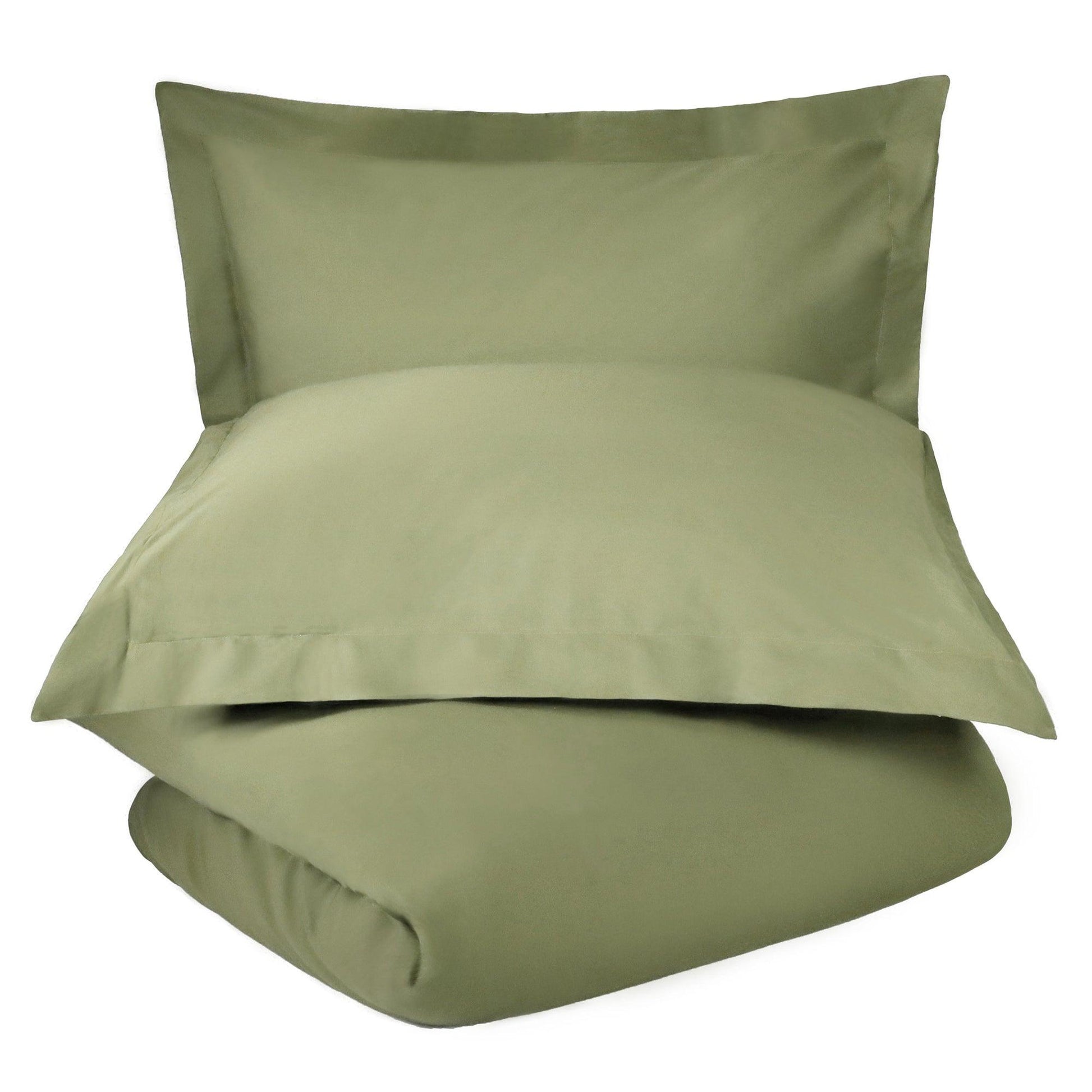 Superior Solid Cotton Blend Duvet Cover Set -Sage