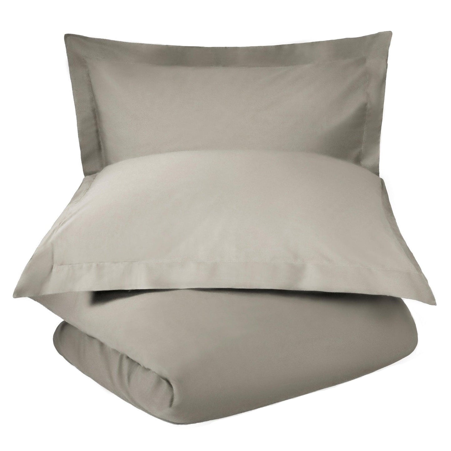 Superior Solid Cotton Blend Duvet Cover Set - Stone