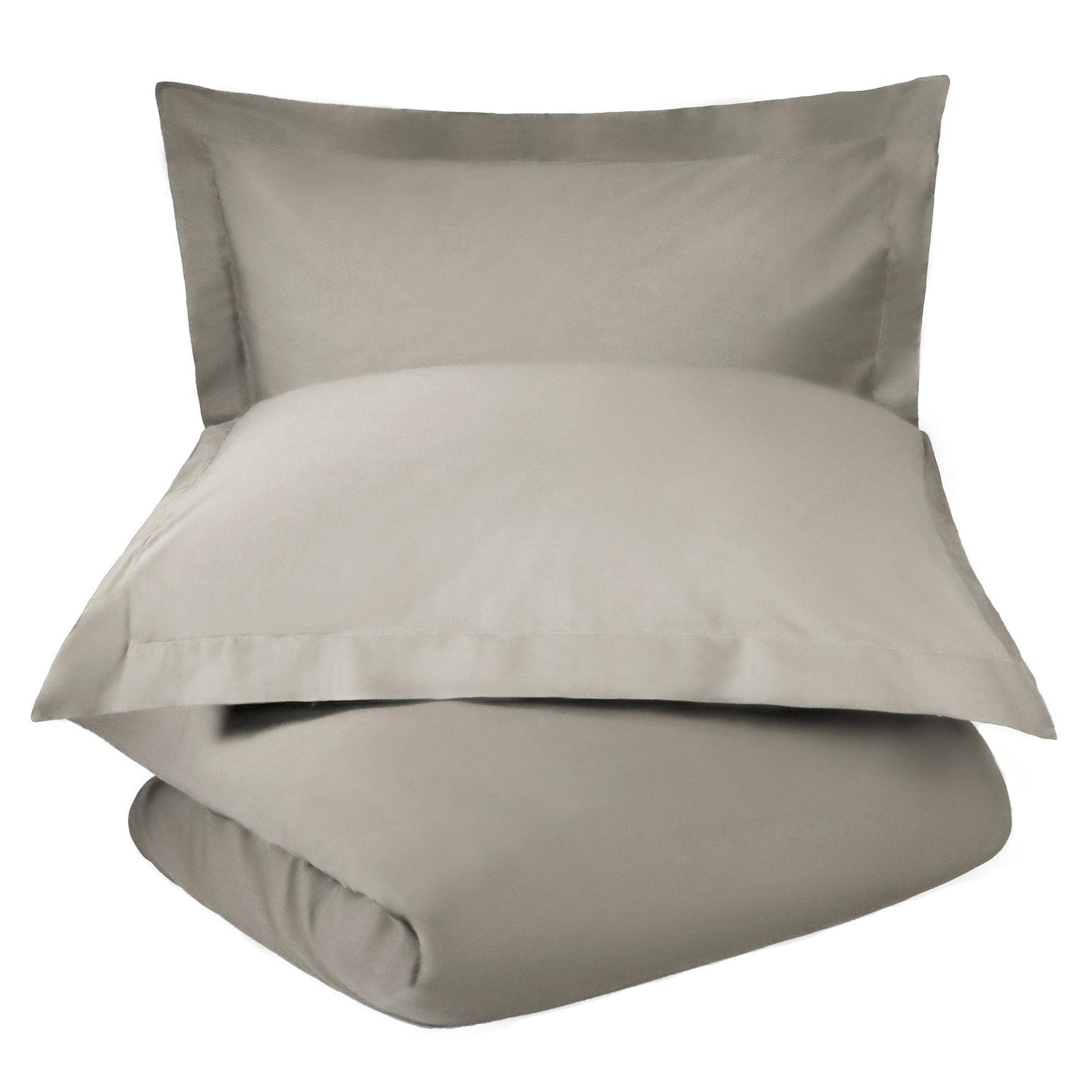 Superior Solid Cotton Blend Duvet Cover Set - Stone
