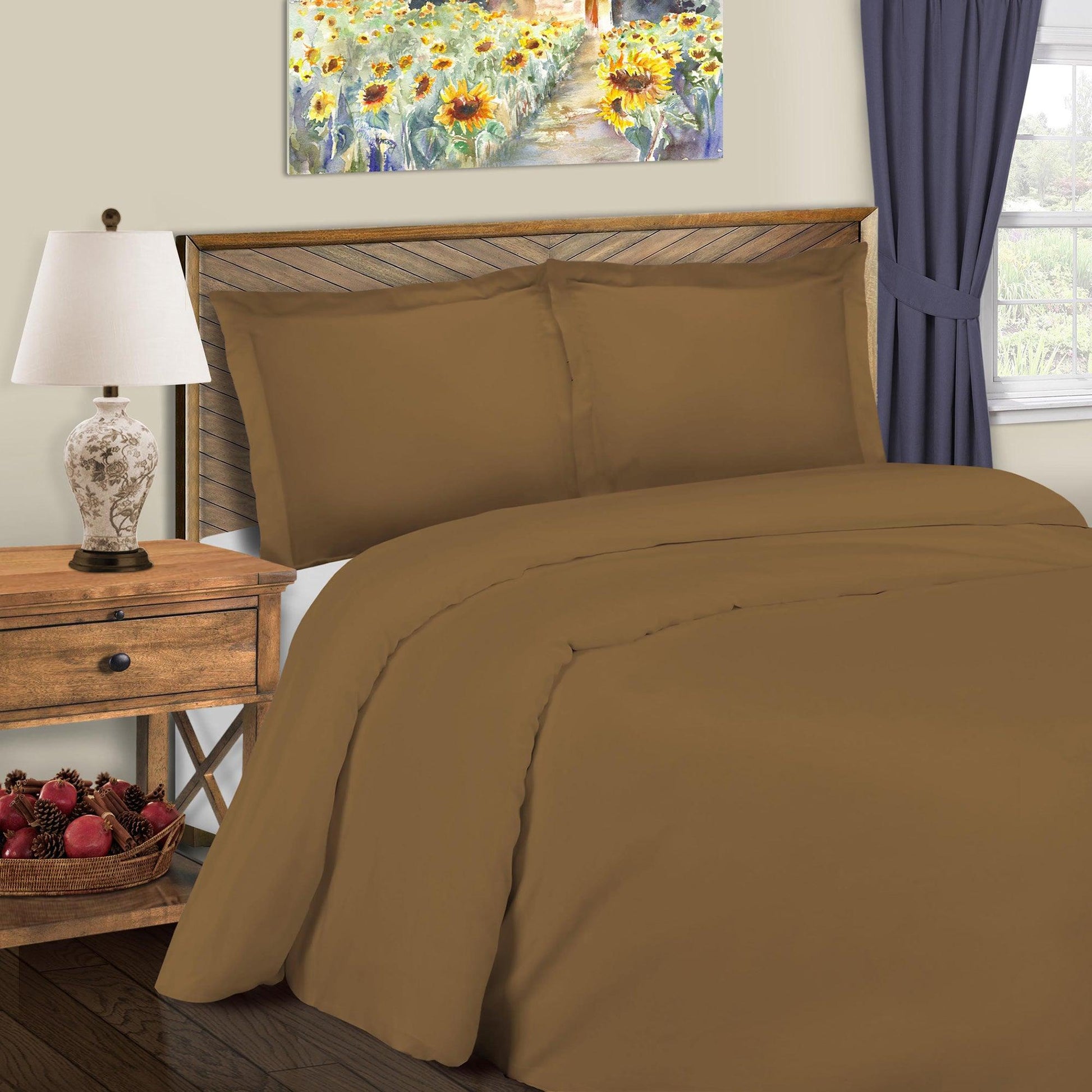 Superior Solid Cotton Blend Duvet Cover Set - Taupe