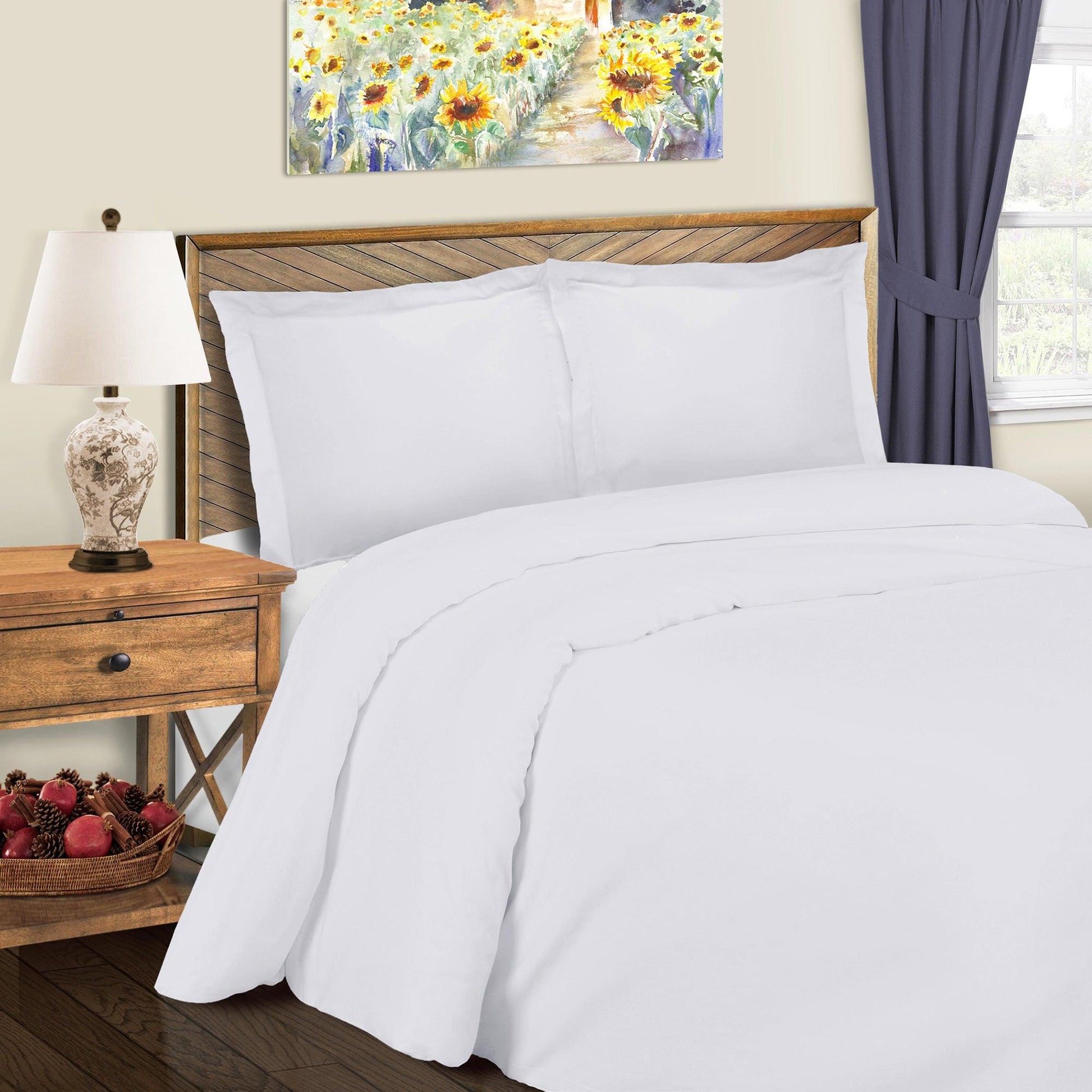 Superior Solid Cotton Blend Duvet Cover Set - White