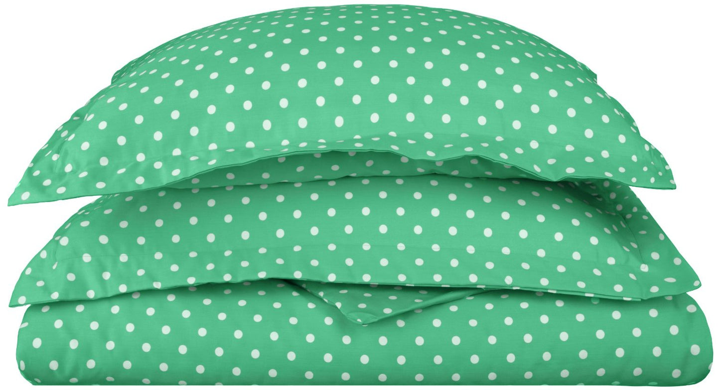 Superior Cotton Blend Polka Dot Luxury Plush Duvet Cover Set - Sage