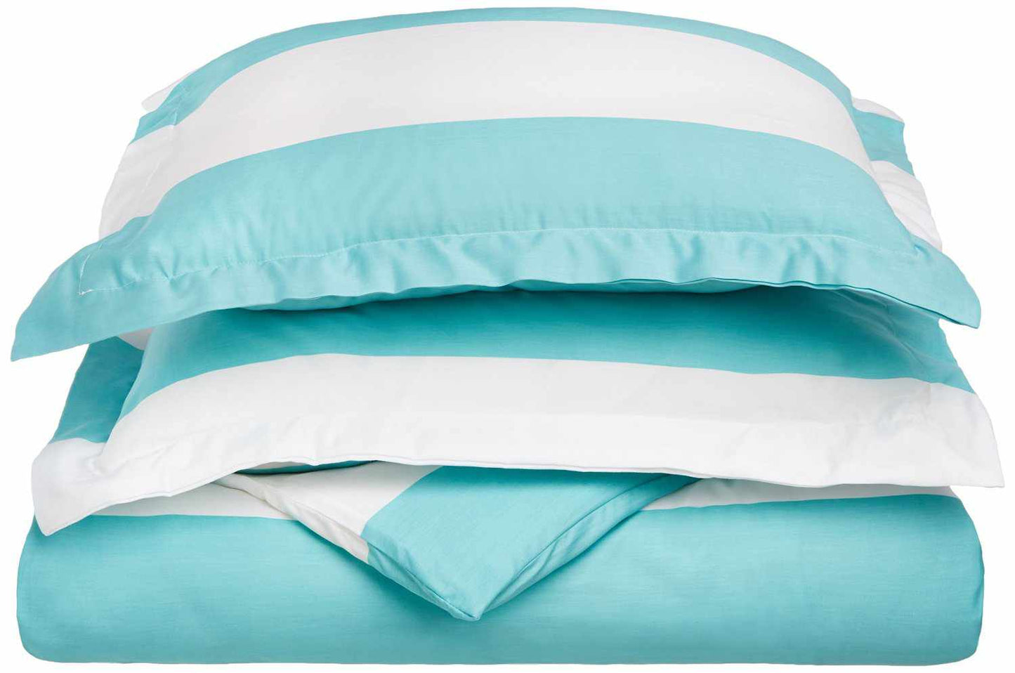 Superior Cotton and Polyester Blend Cabana Stripe Kids' Duvet Cover Set - Sky Blue
