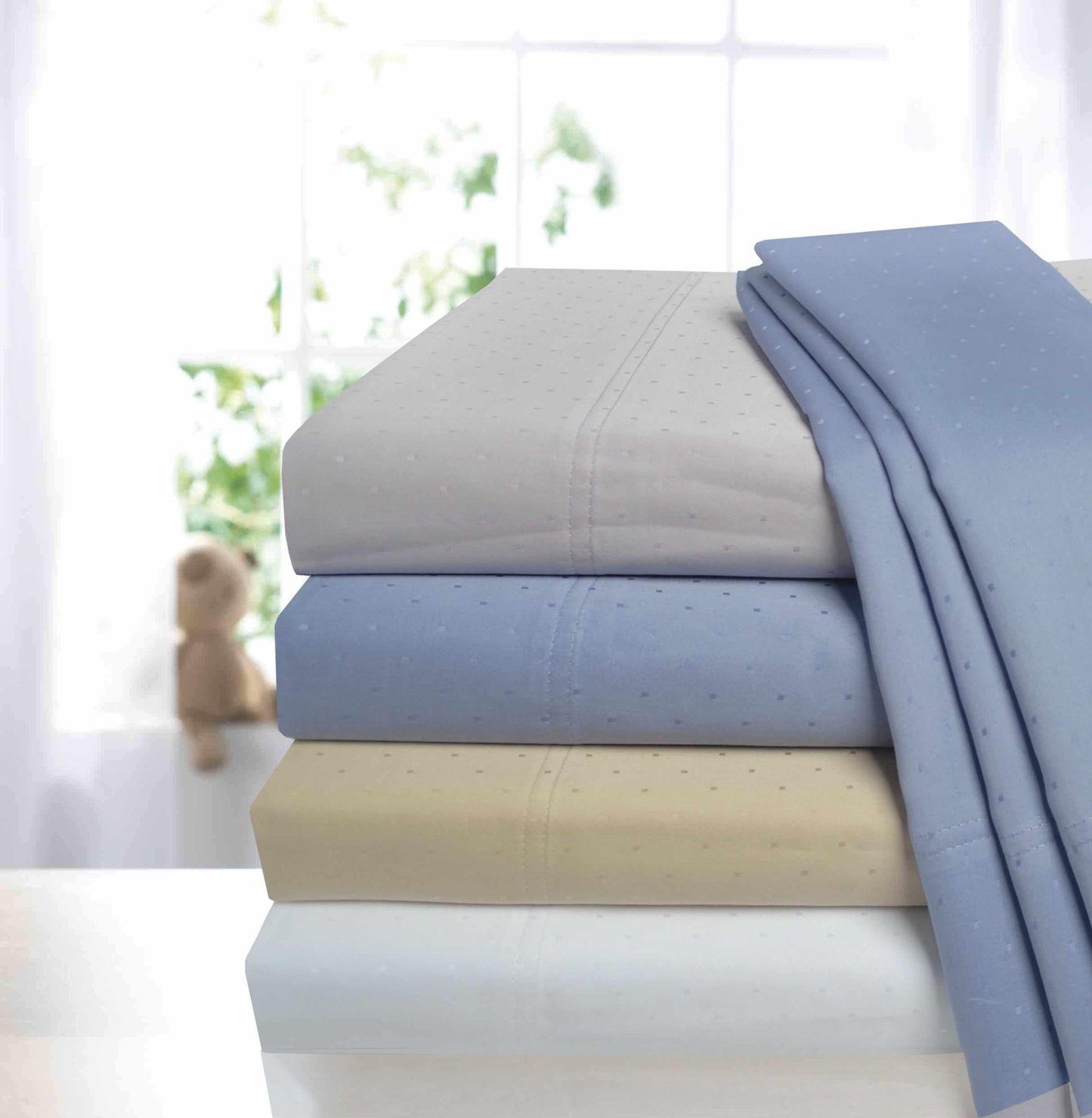 Superior 400-Thread Count 100% Egyptian Cotton Swiss Dot Deep Pocket Sheet Set - Denim