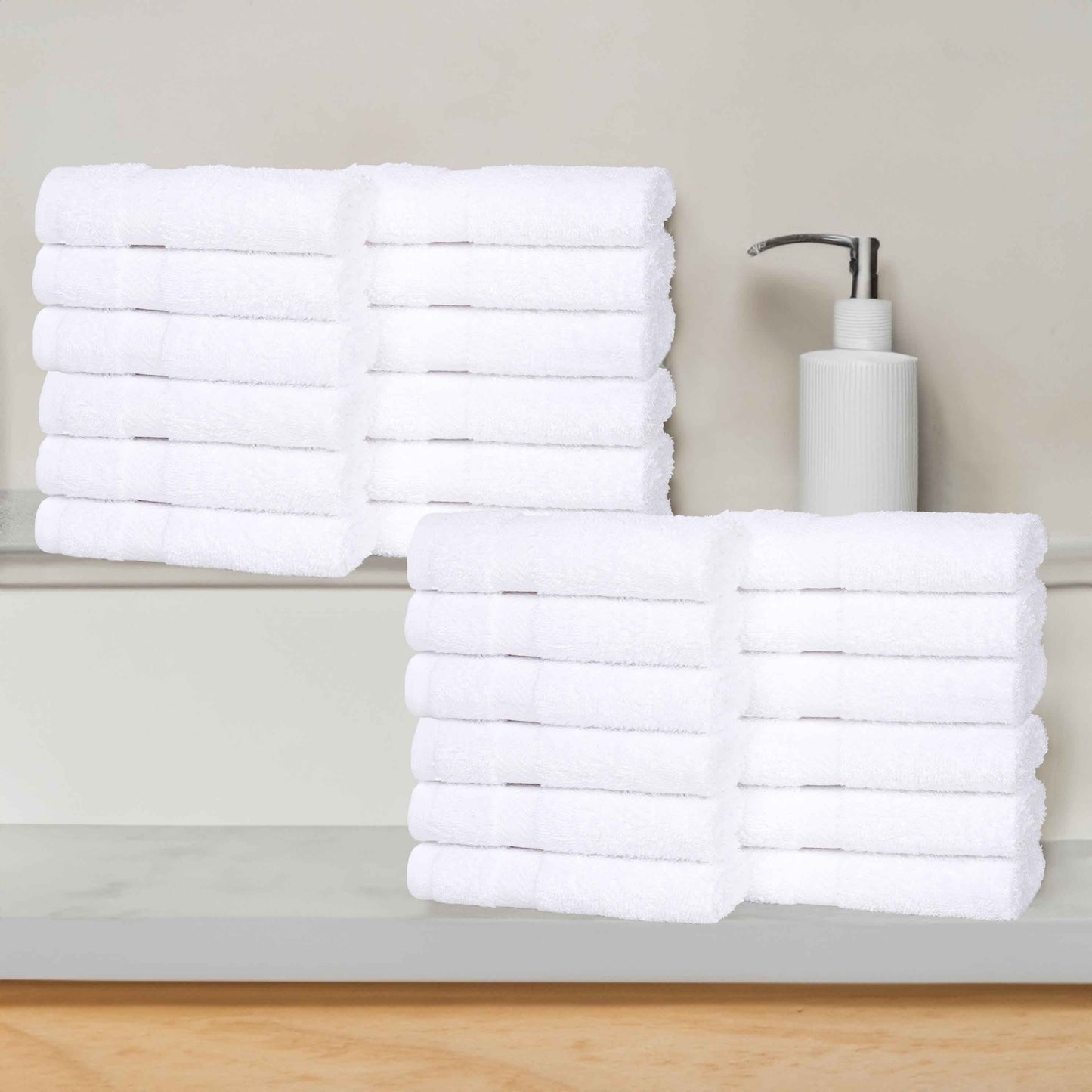 Eco-Friendly Cotton Absorbent 24-Piece Washcloth / Face Towel Set