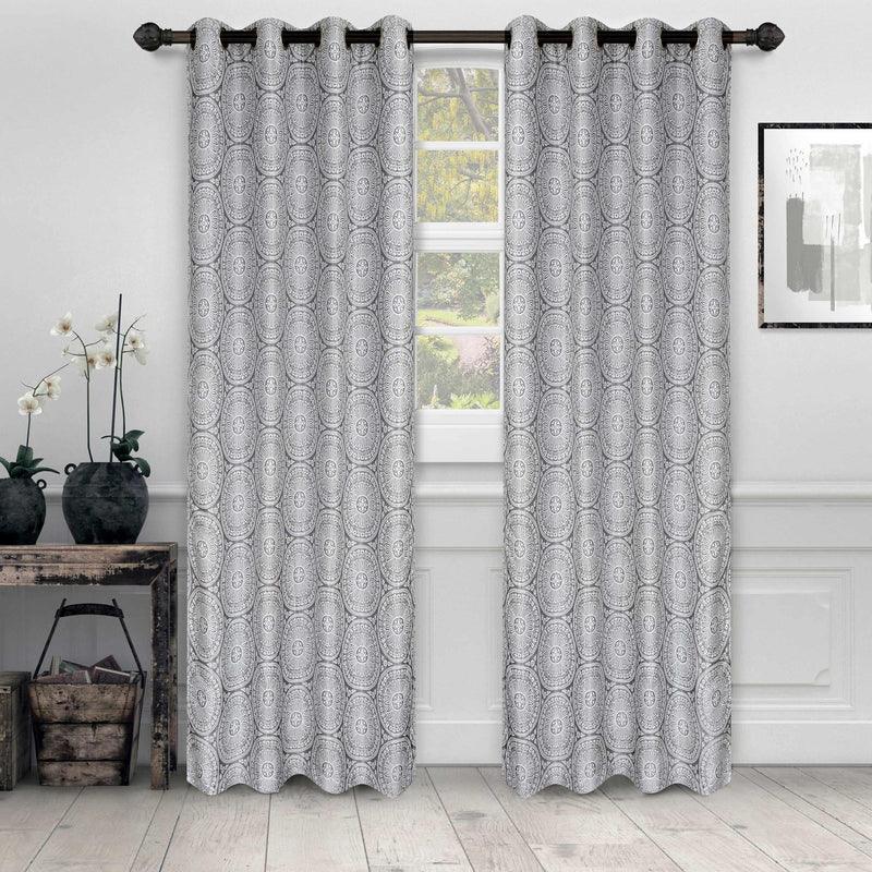 Eminence Jacquard Floral Medallion Grommet Curtain Panels (Set of 2)