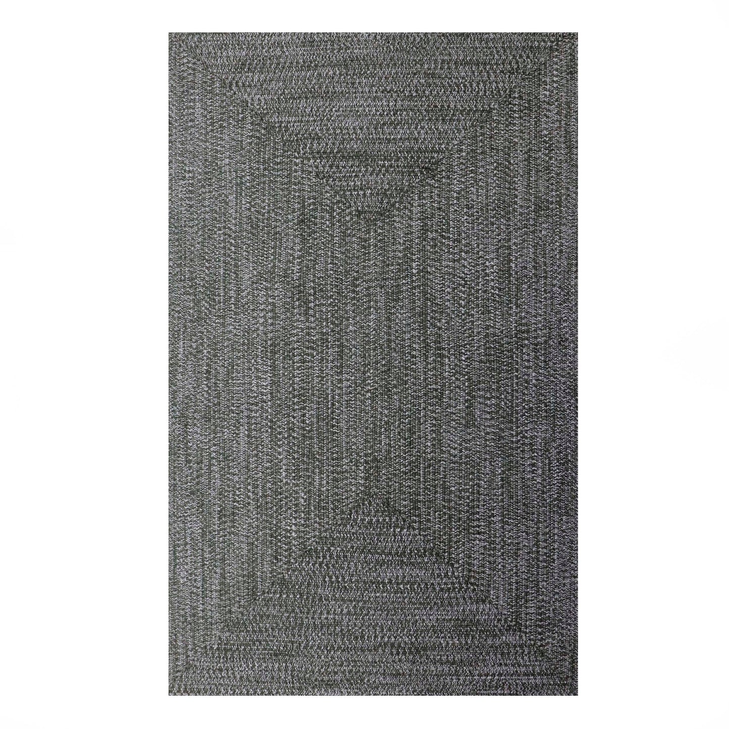 Multi Toned Braided Area Rug Bohemian Indoor Outdoor Rugs - FogGreen-White