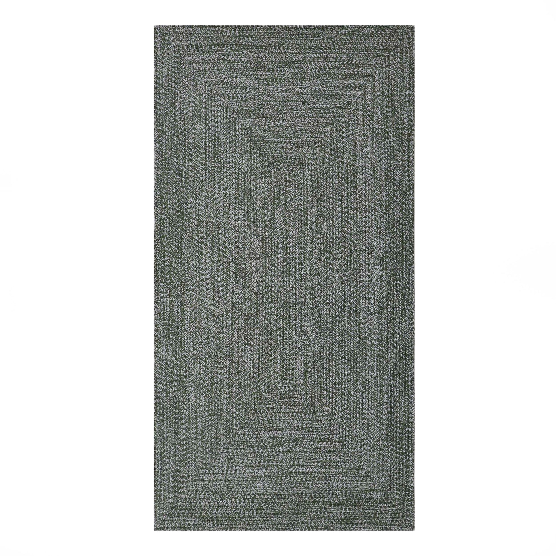 Multi Toned Braided Area Rug Bohemian Indoor Outdoor Rugs - Green-White