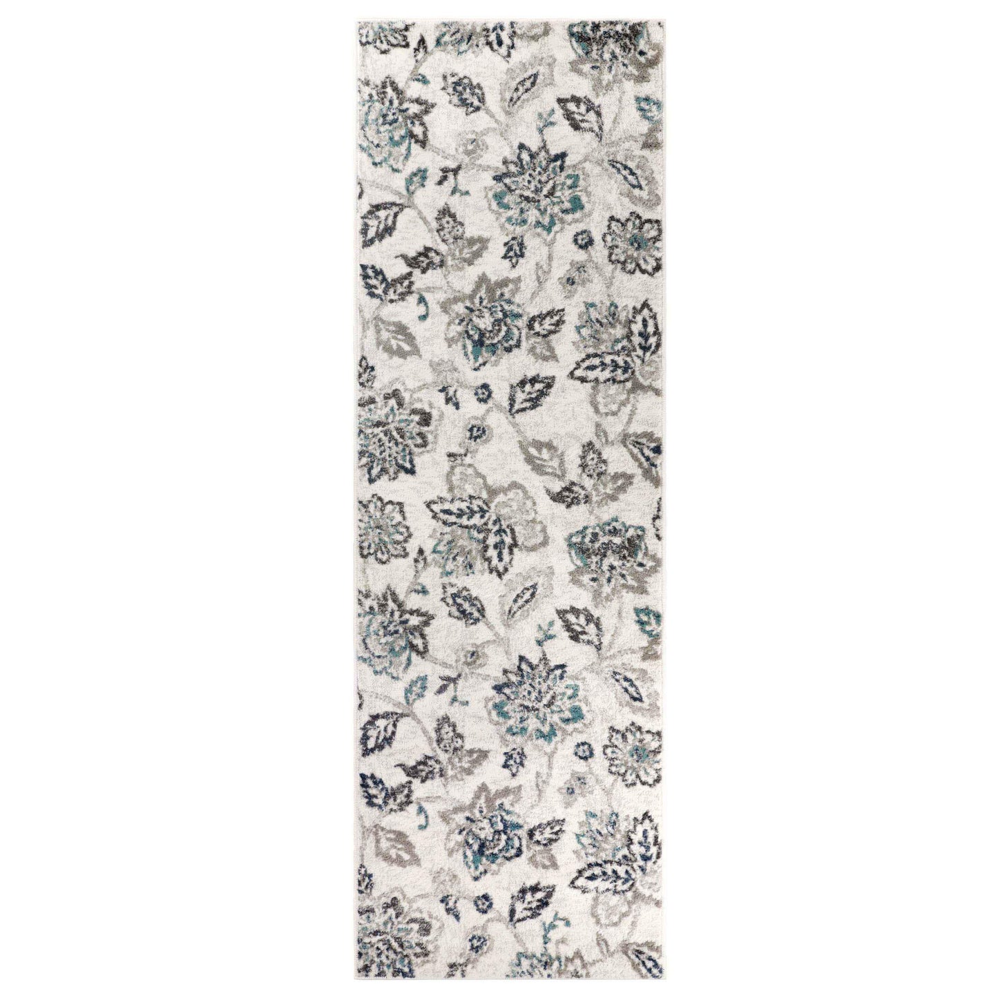 Jacobean Floral Modern Farmhouse Indoor Area Rug or Runner Rug