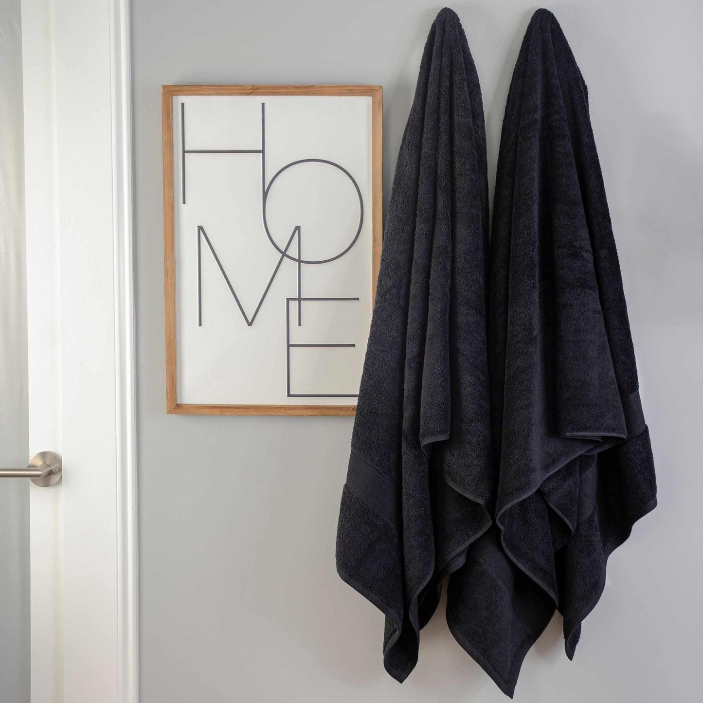 Modern Organic Solid 650 GSM 6- Pieces Bath Sheet Set - Black