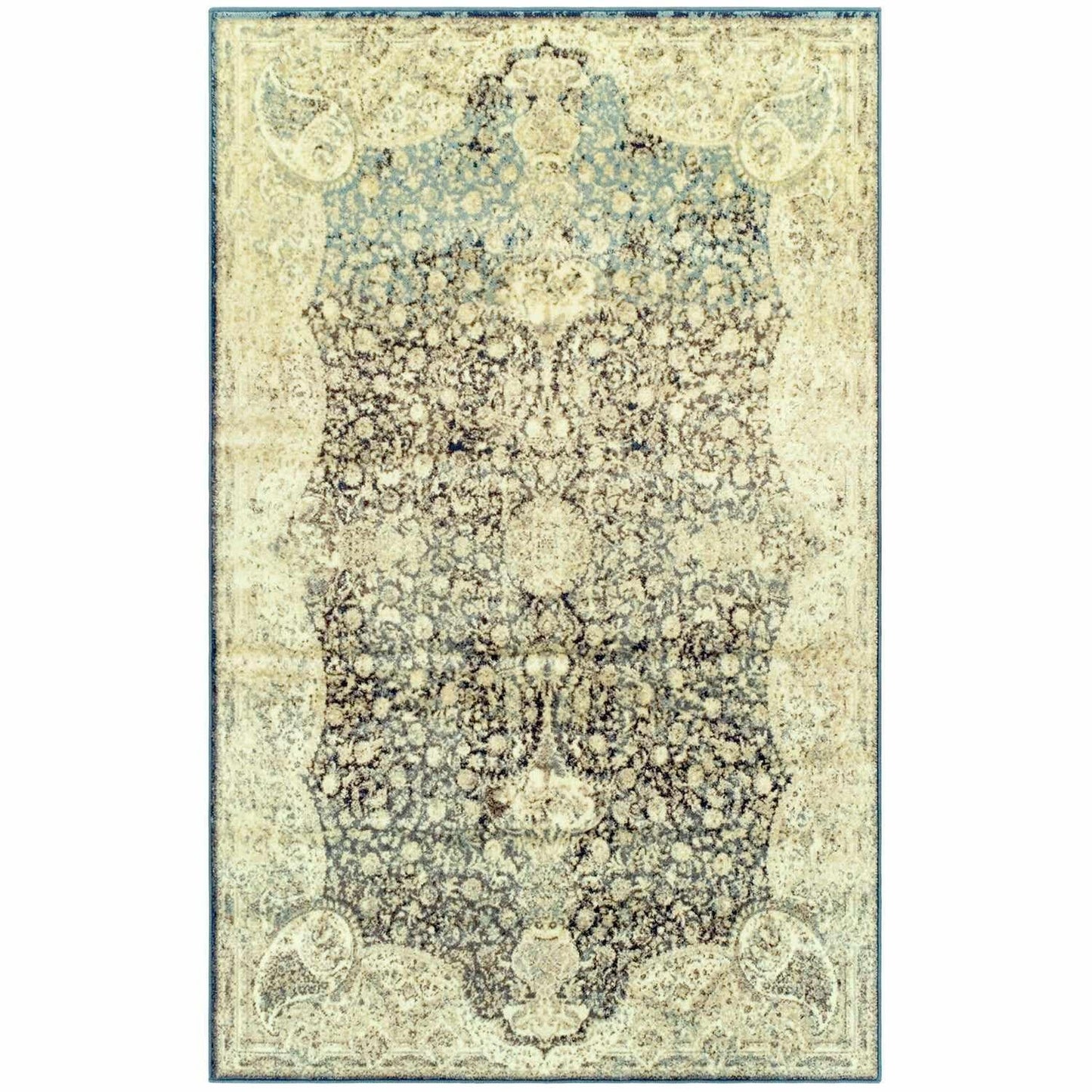 Lumen Distressed Oriental Floral Medallion Indoor Area Rug