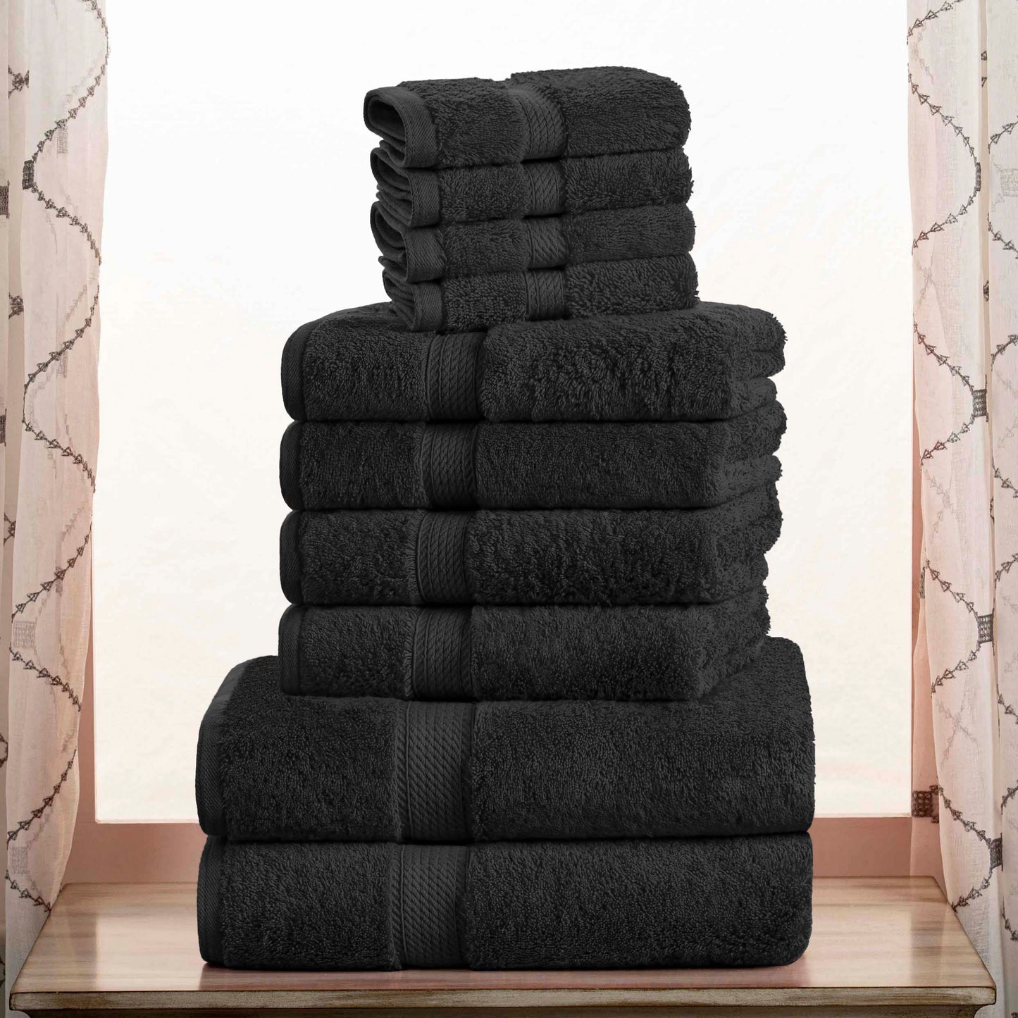Madeline Egyptian Cotton Pile Plush Heavyweight 10 Piece Towel Set