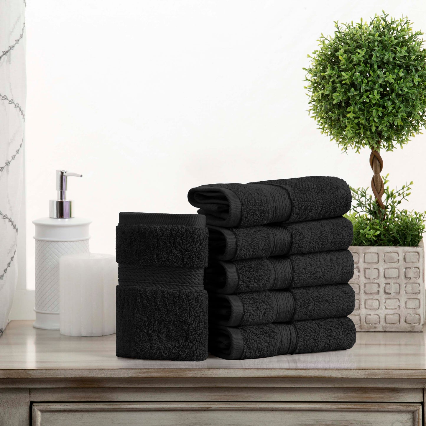 Madeline Egyptian Cotton Pile Plush Heavyweight Face Towel Set of 6