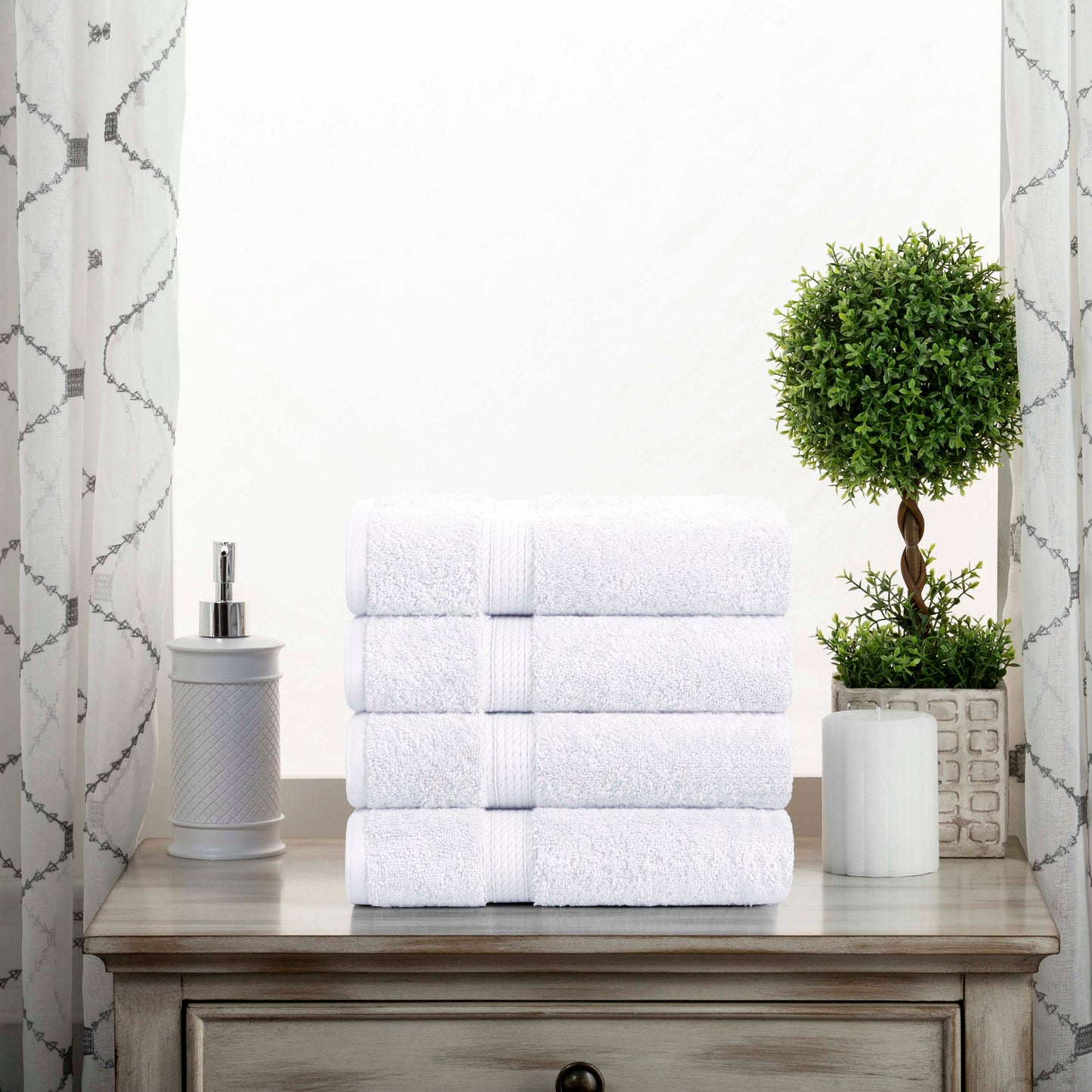 Madeline Egyptian Cotton Pile Plush Heavyweight Hand Towel Set of 4