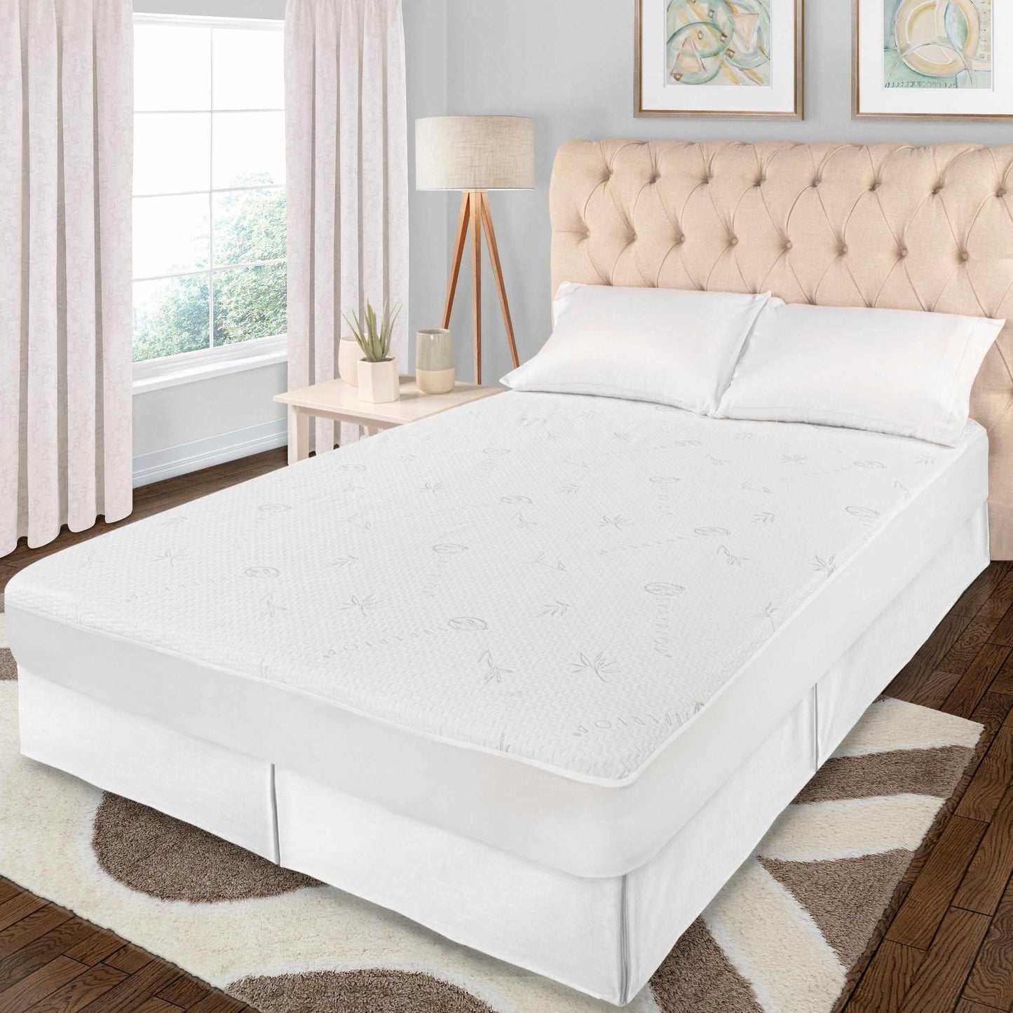 Rayon from Bamboo Waterproof Hypoallergenic Mattress Protector - White