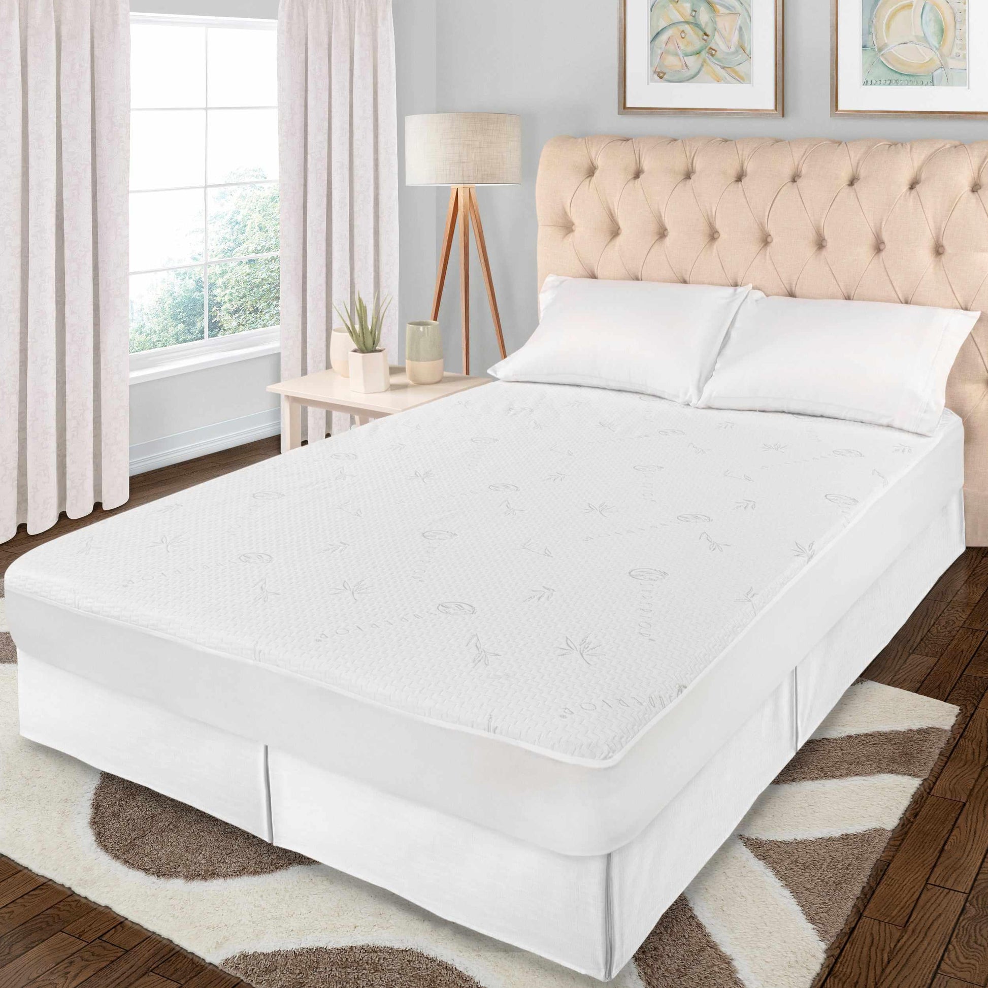 Rayon from Bamboo Waterproof Hypoallergenic Mattress Protector - White