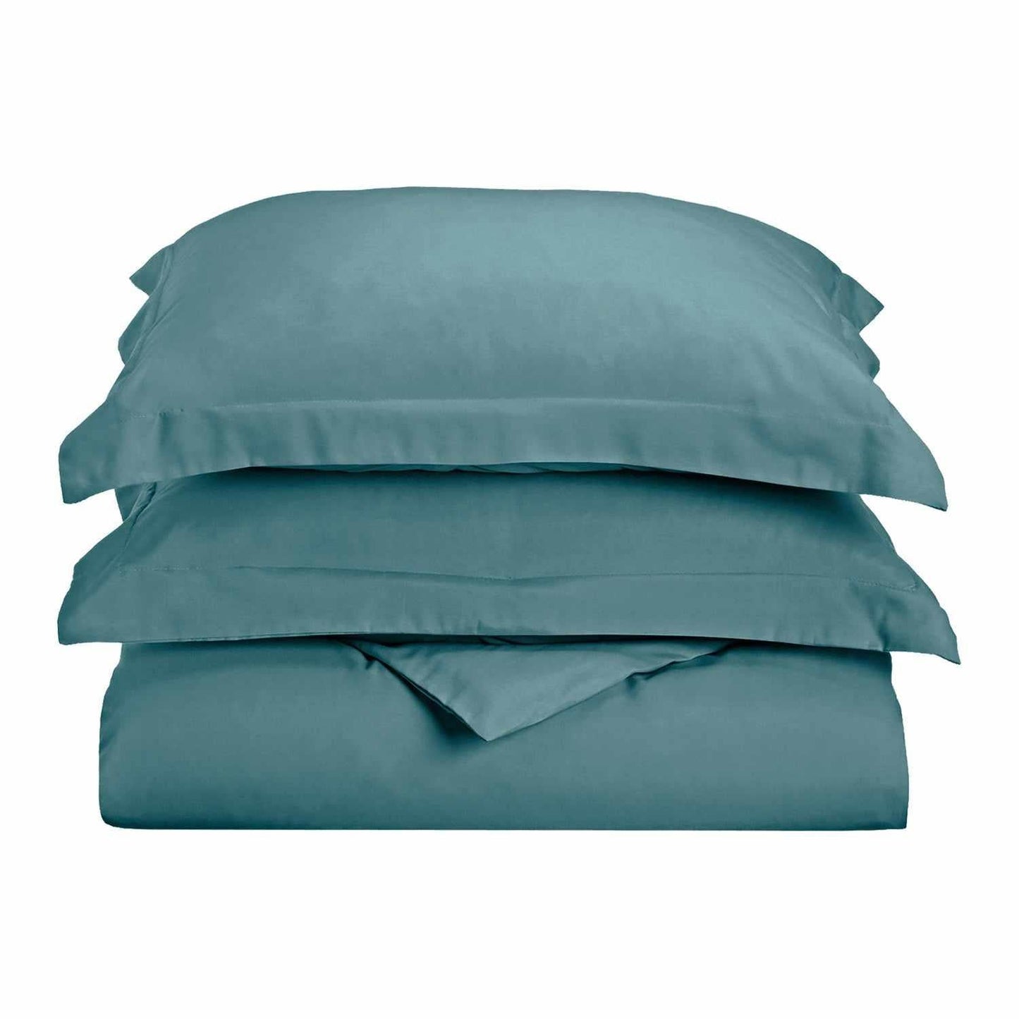 Superior Microfiber Wrinkle-Free Stripe Breathable Duvet Cover Set with Button Closure - Teal