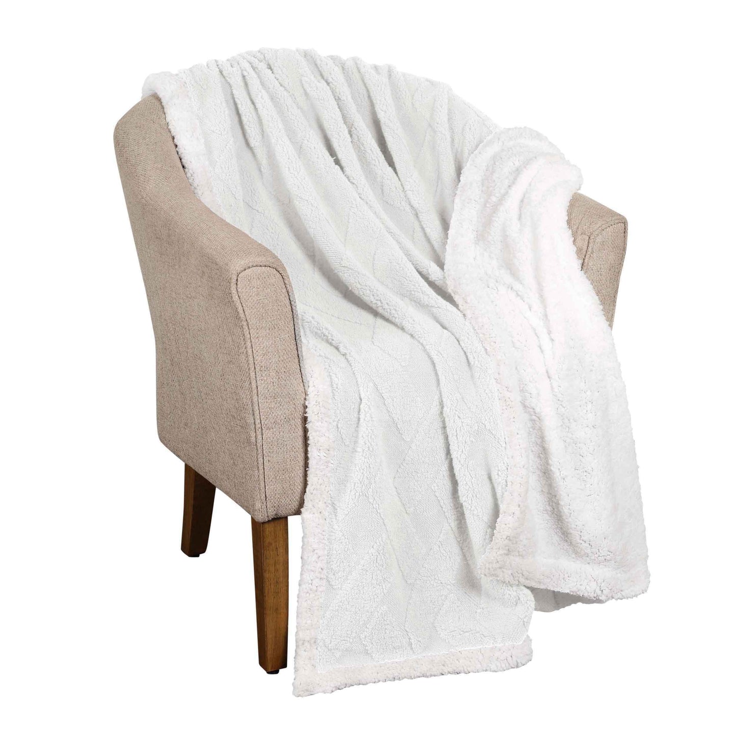 Nuuk Jacquard Lattice Fleece Plush Fluffy Sherpa Reversible Blanket