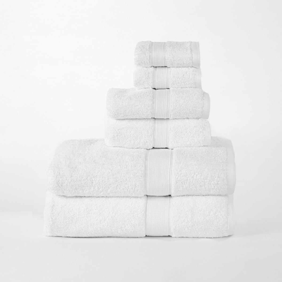Modern Organic Solid 650 GSM 6- Pieces Towel Set - White