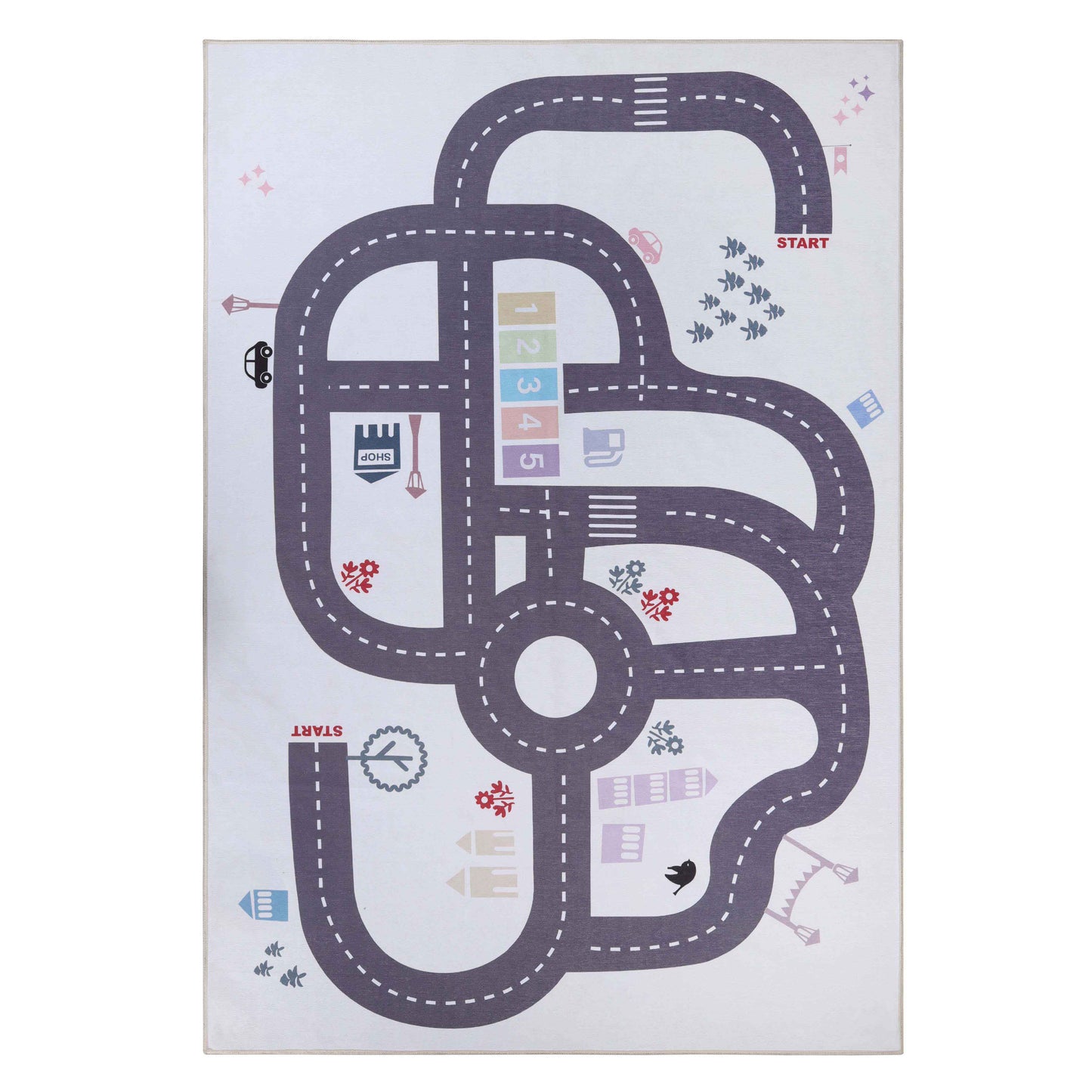 Path Non-Slip Kids Playroom Nursery Washable Indoor Area Rug