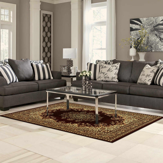 Superior Prescott Baroque Medallion Oriental Area Rug - Coffee