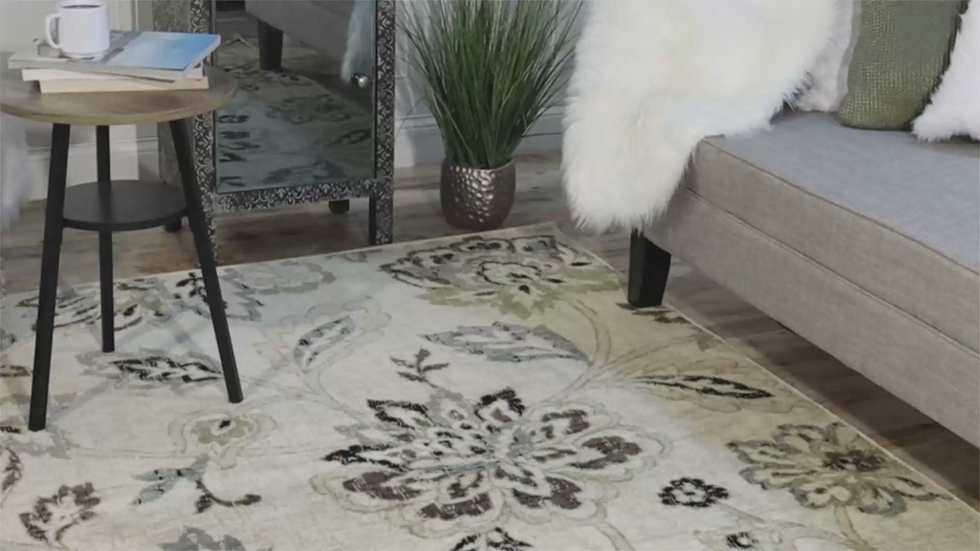 Jacobean Floral Modern Farmhouse Indoor Area Rug or Runner Rug