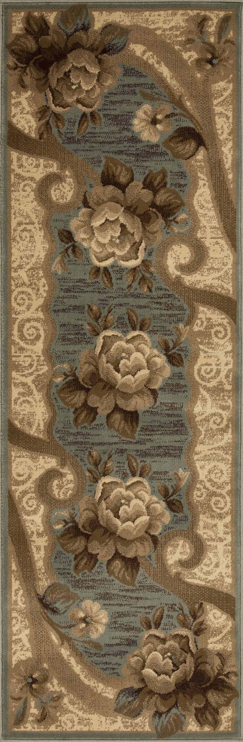 Rinceau Traditional Oversized Floral Border Indoor Area Rug or Runner