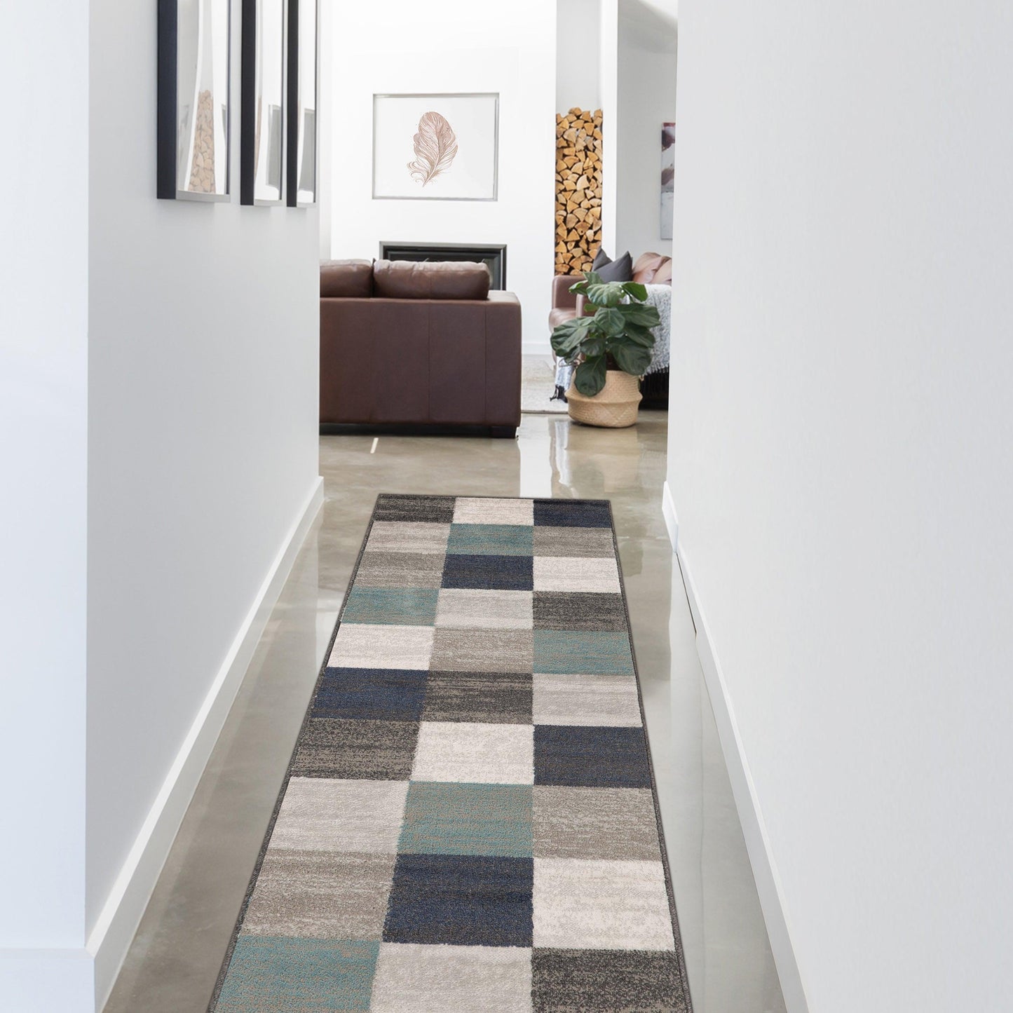 Rockaway Geometric Checkered Rivulet Transitional Area Rug