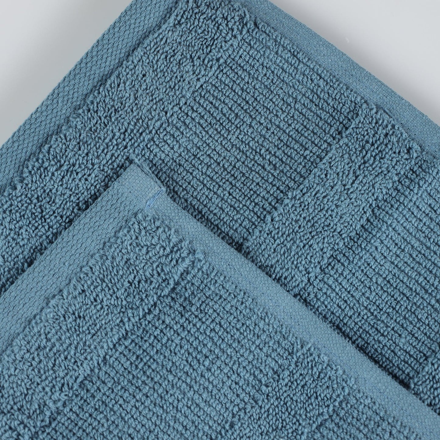 Ribbed Cotton Medium Weight 6 Piece Bath Towel Set - Denim Blue