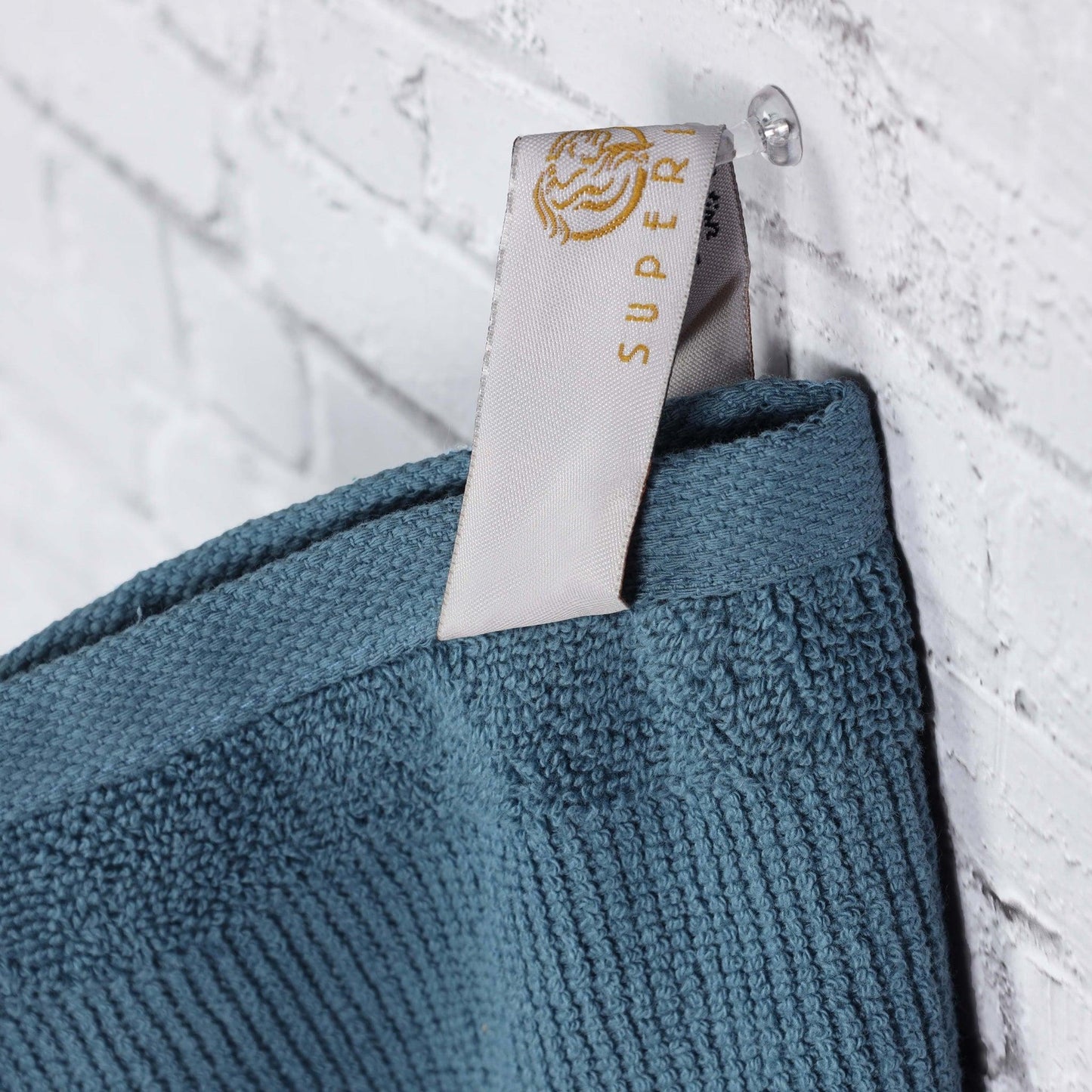 Ribbed Cotton Medium Weight 6 Piece Bath Towel Set - Denim Blue