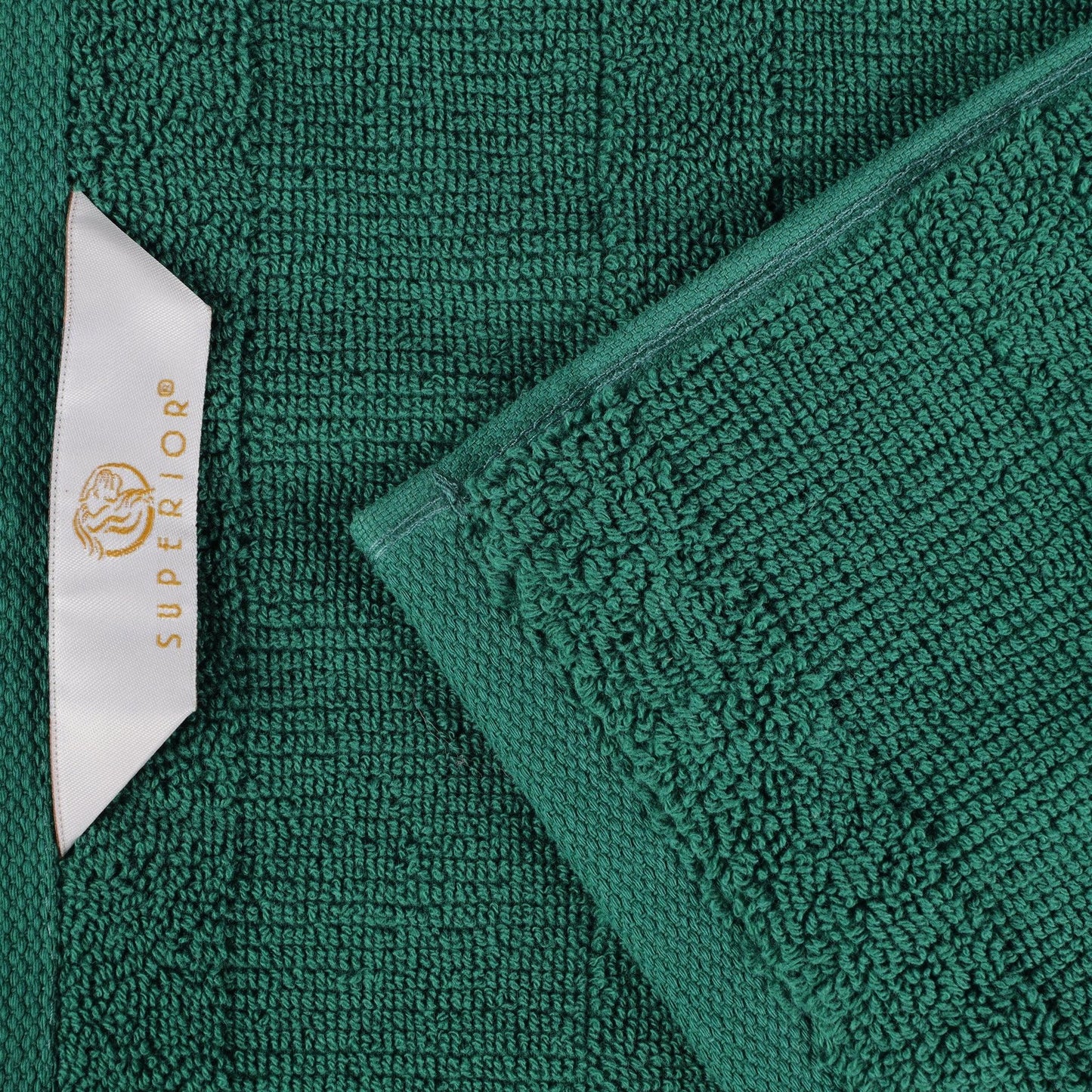 Ribbed Cotton Medium Weight 6 Piece Bath Towel Set - Evergreen