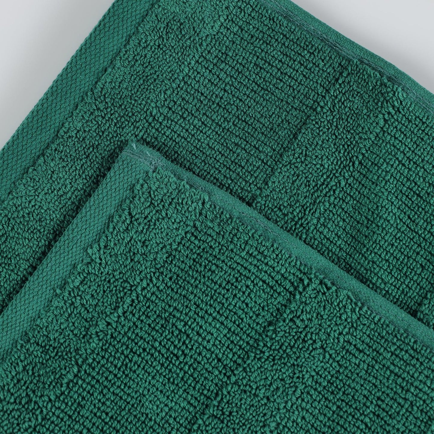 Ribbed Cotton Medium Weight 6 Piece Bath Towel Set - Evergreen